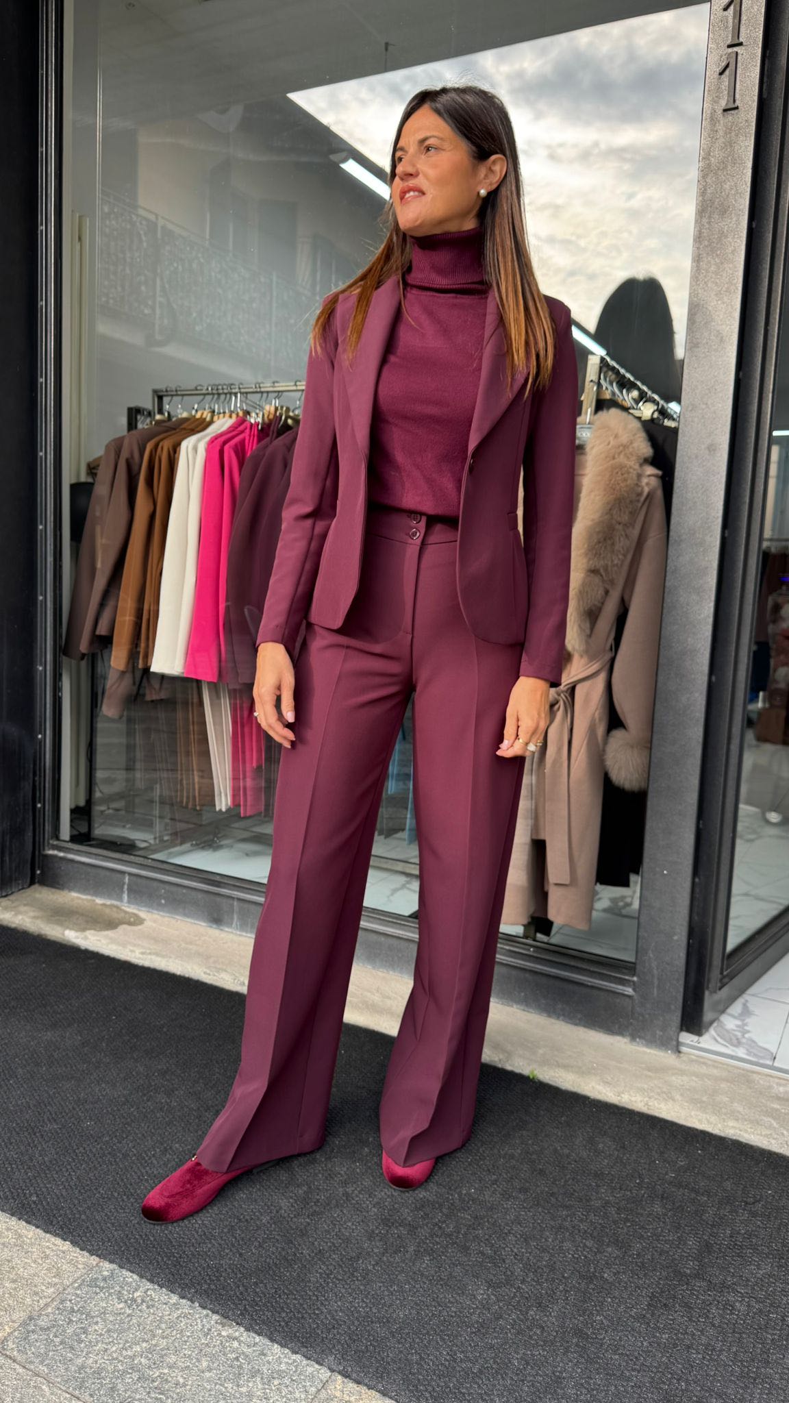 PANTALONE PALAZZO TECNICO BORDEAUX