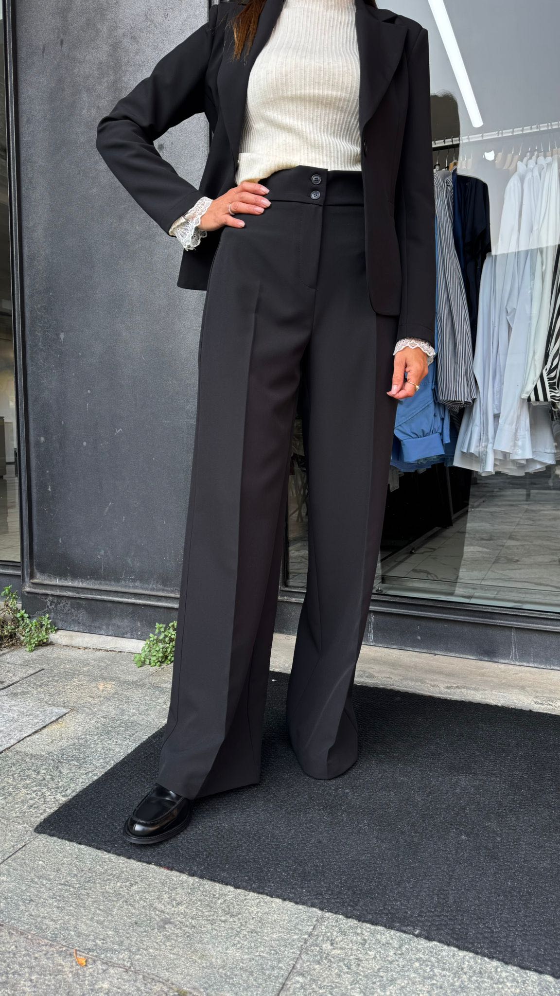 PANTALONE PALAZZO TECNICO NERO