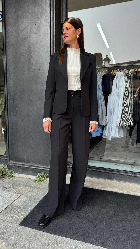 PANTALONE PALAZZO TECNICO NERO