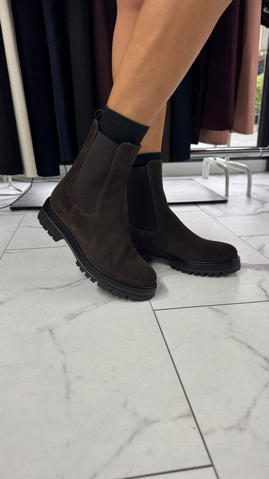 CHALSEA BOOTS CAMOSCIO MARRONE
