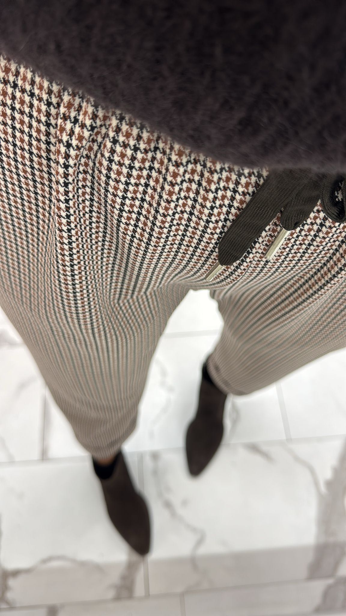 PANTALONE PIED DE POULE RUGGINE/NERO