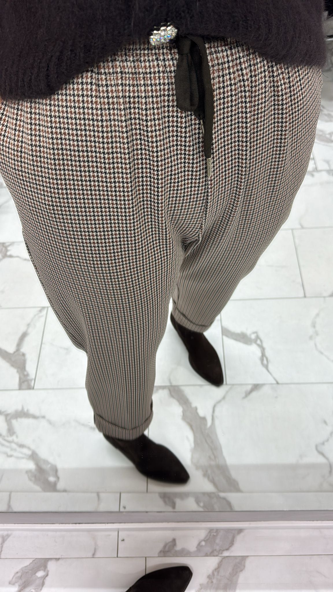 PANTALONE PIED DE POULE RUGGINE/NERO