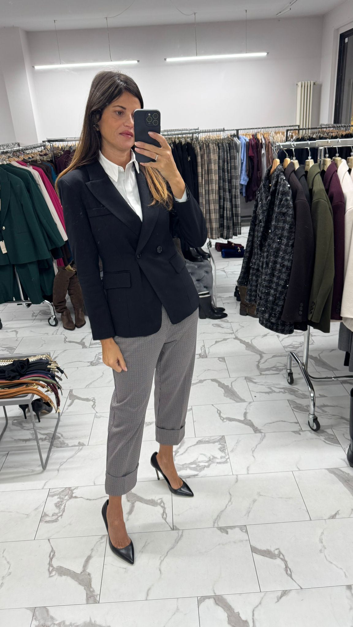 PANTALONE PIED DE POULE GRIGIO