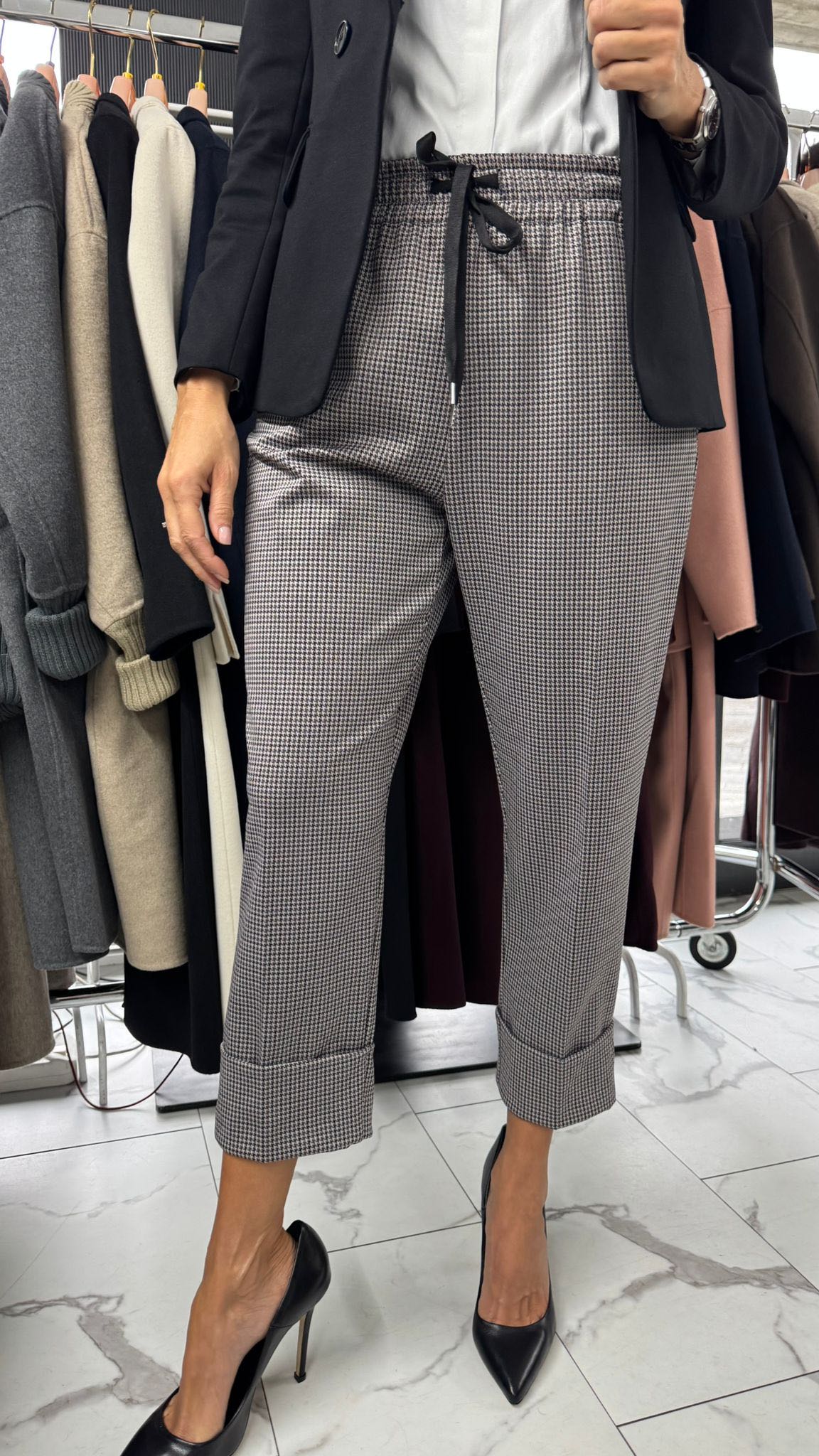 PANTALONE PIED DE POULE GRIGIO