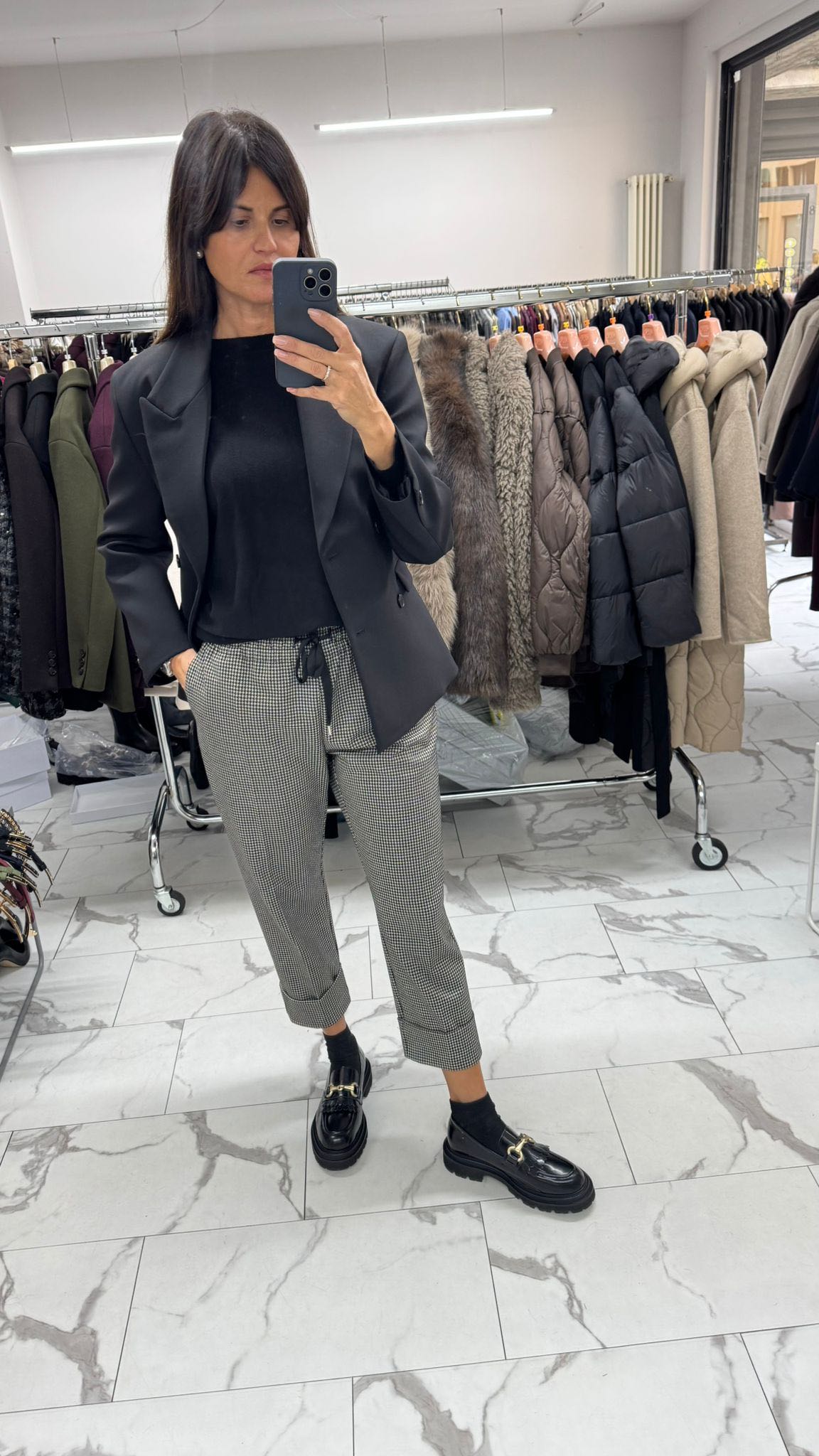 PANTALONE PIED DE POULE NERO