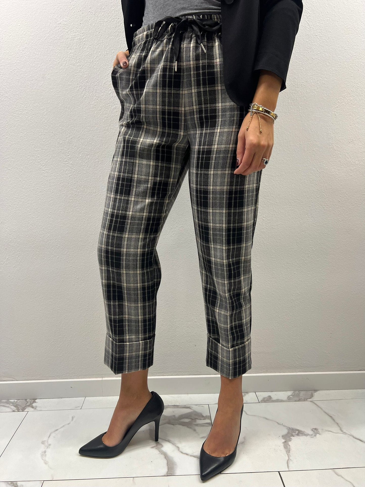 PANTALONE PRINCIPE DI GALLES NERO E GRIGIO