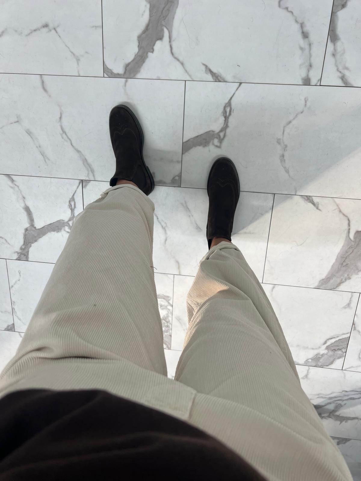 PANTALONE VELLUTO A COSTE PANNA