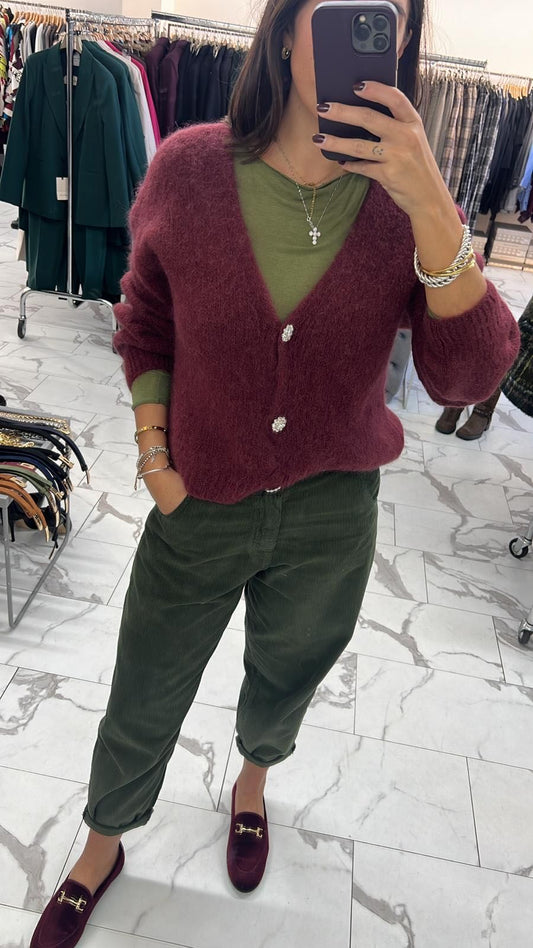 PANTALONE VELLUTO A COSTE VERDE
