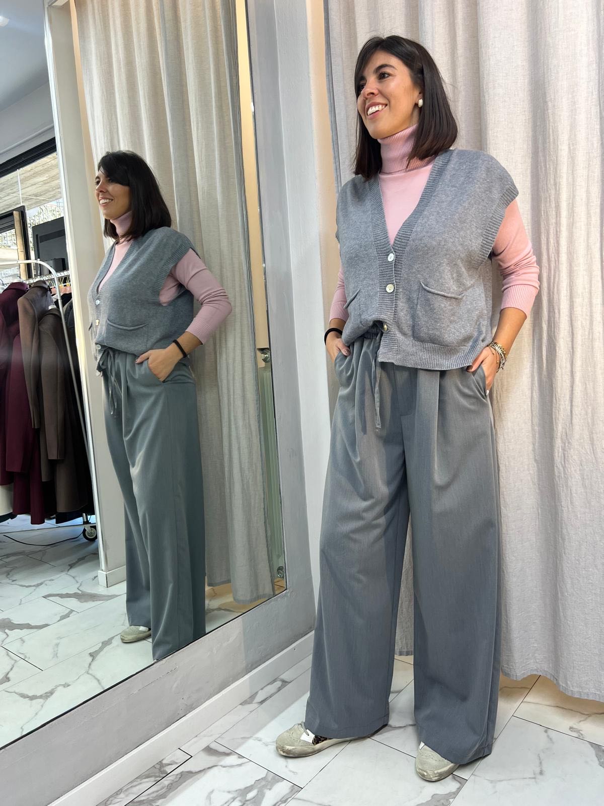 GILET BOTTONI GRIGIO MELANGE