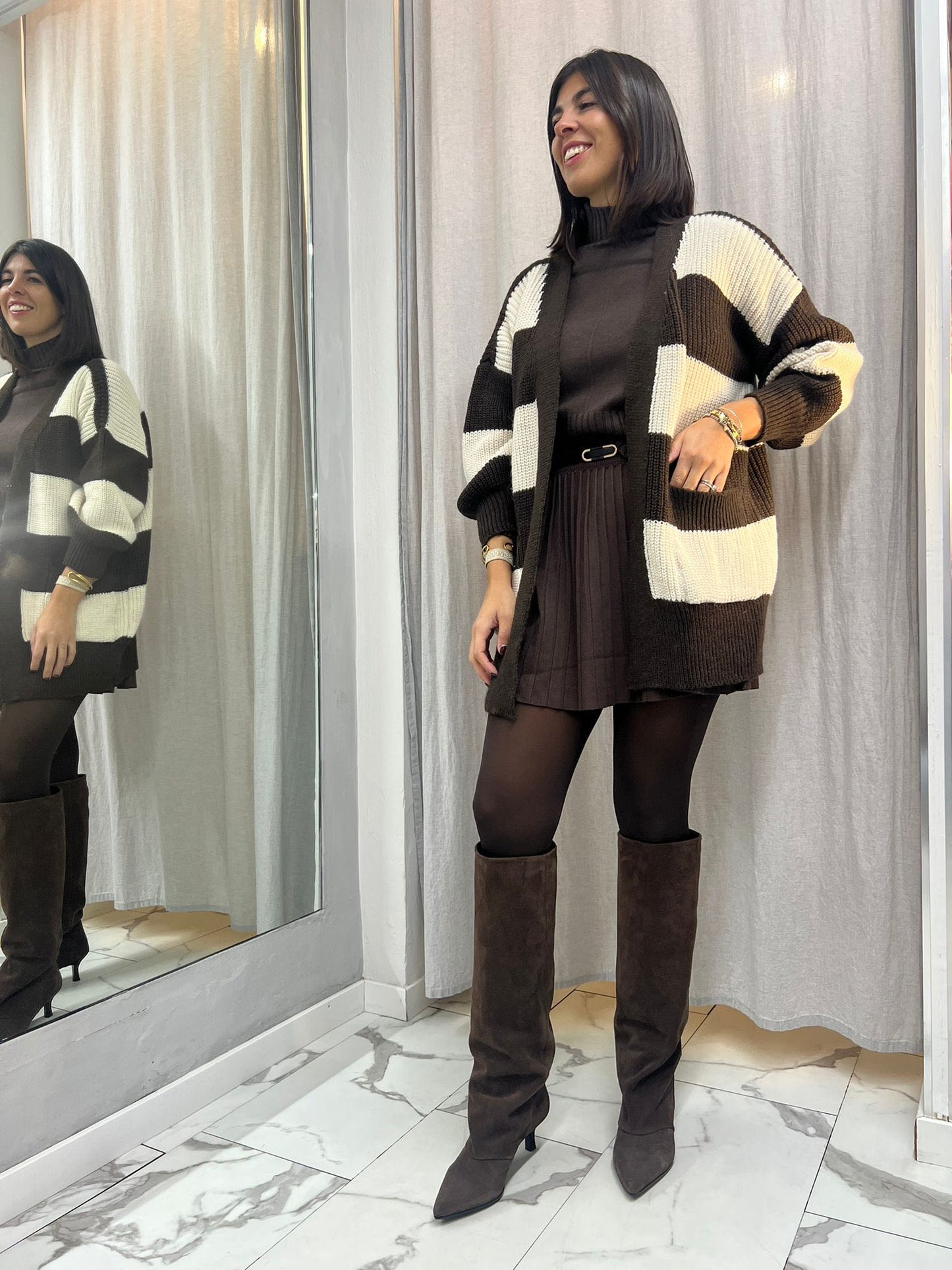 GONNA IN MAGLIA PLISSETTATA MORO