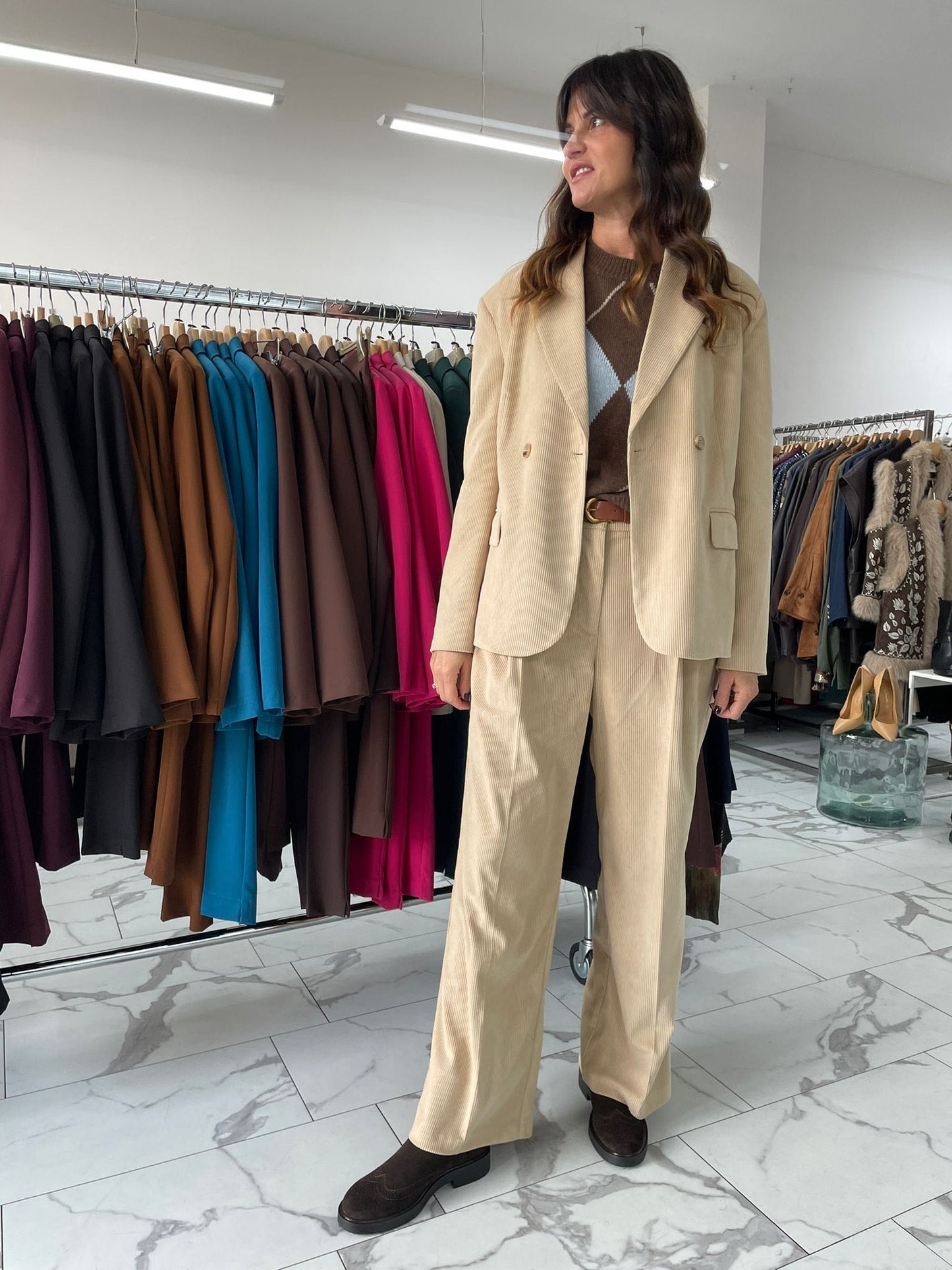 PANTALONE PENCE VELLUTO COSTE SABBIA