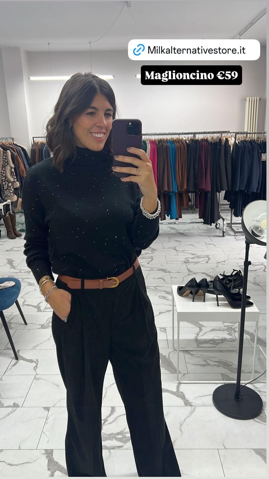 MAGLIA OVER COLLO ALTO MICROPAILLETES NERO