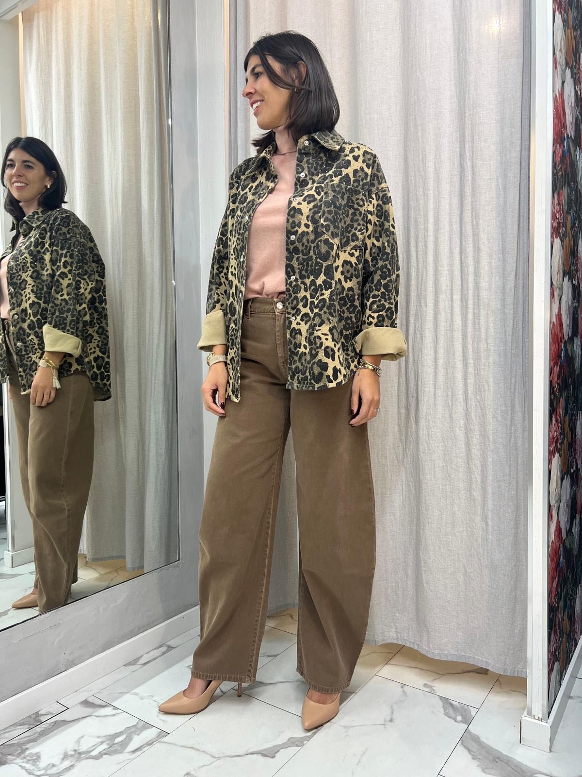 GIACCA IN DENIM OVER ANIMALIER