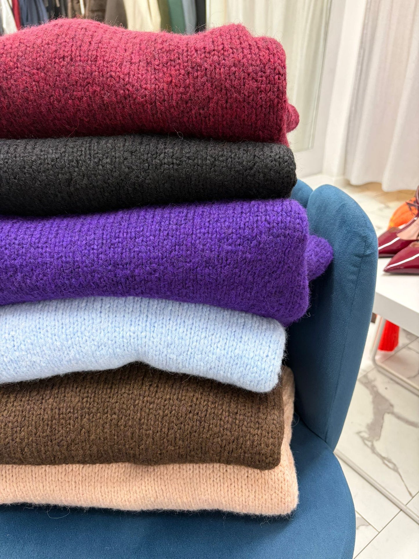 MAGLIONE MISTO LANA COLLO ALTO BORDEAUX