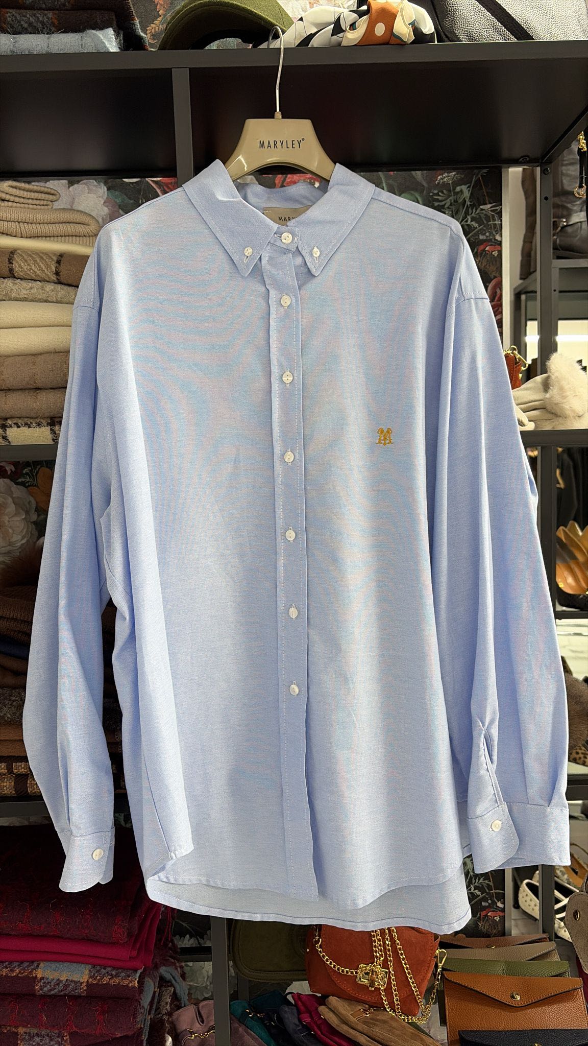 CAMICIA OXFORD OVER STEMMA AZZURRA
