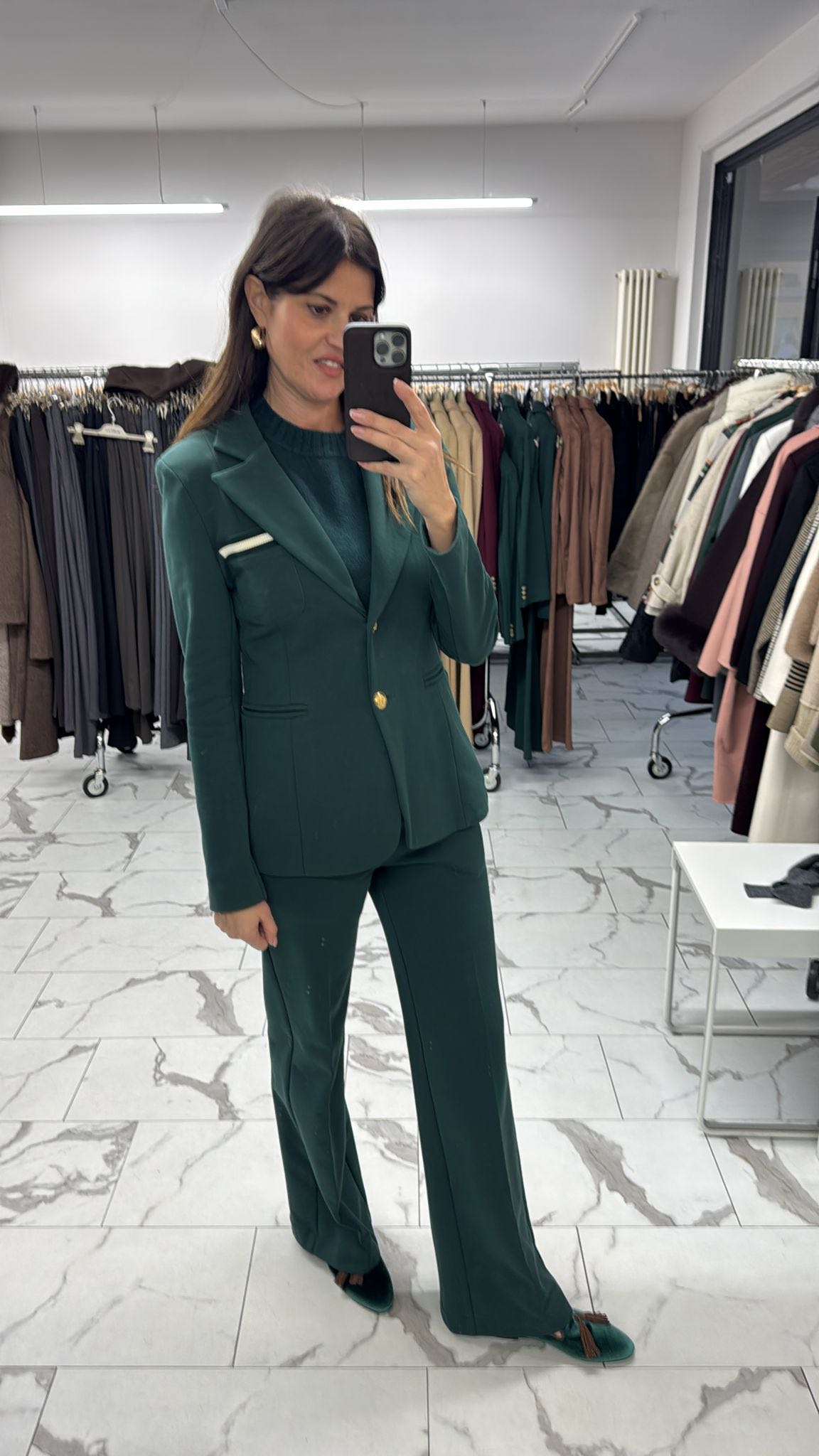 GIACCA BASIC IN FELPA VERDE BOTTIGLIA