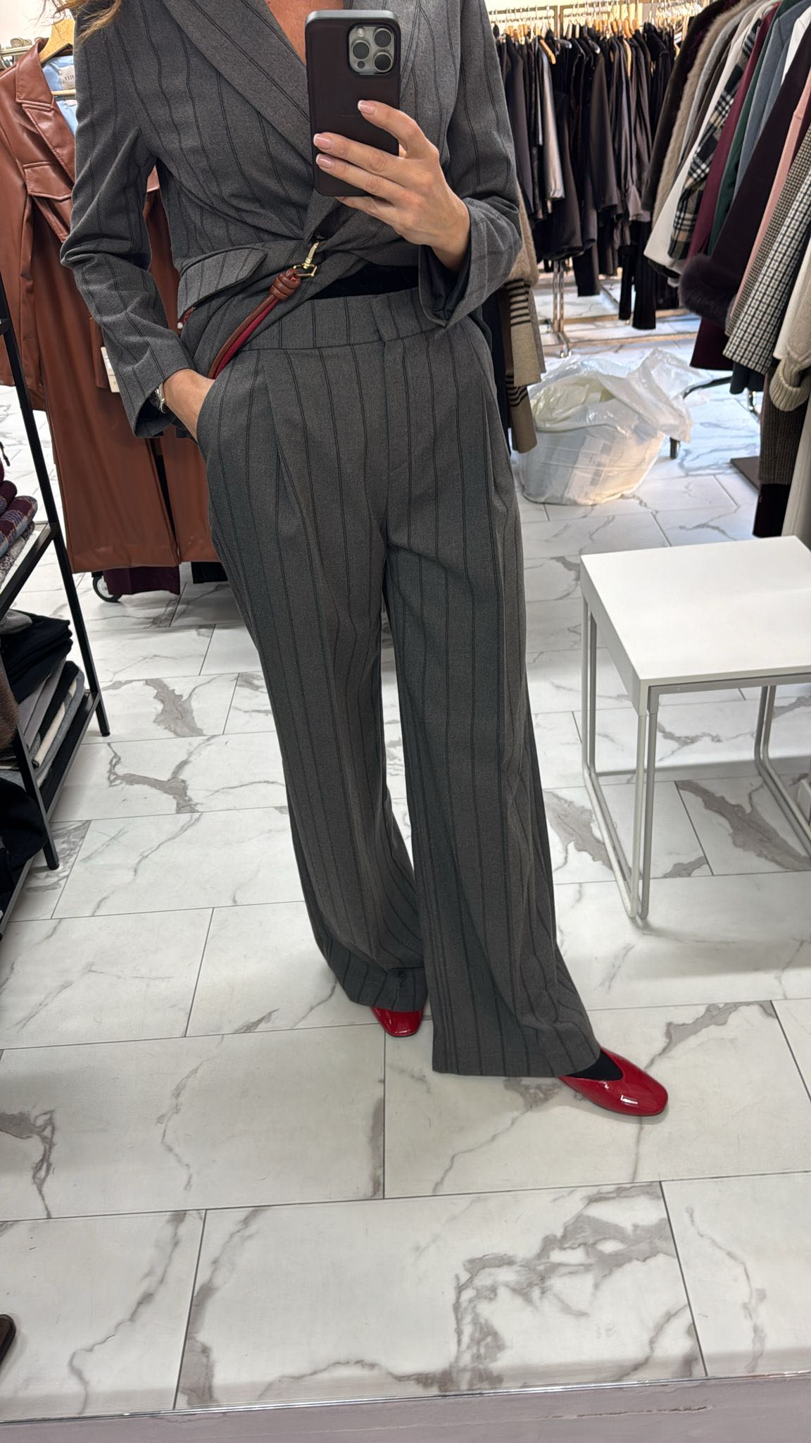 GIACCA GESSATA MOSCHETTONE GRIGIA