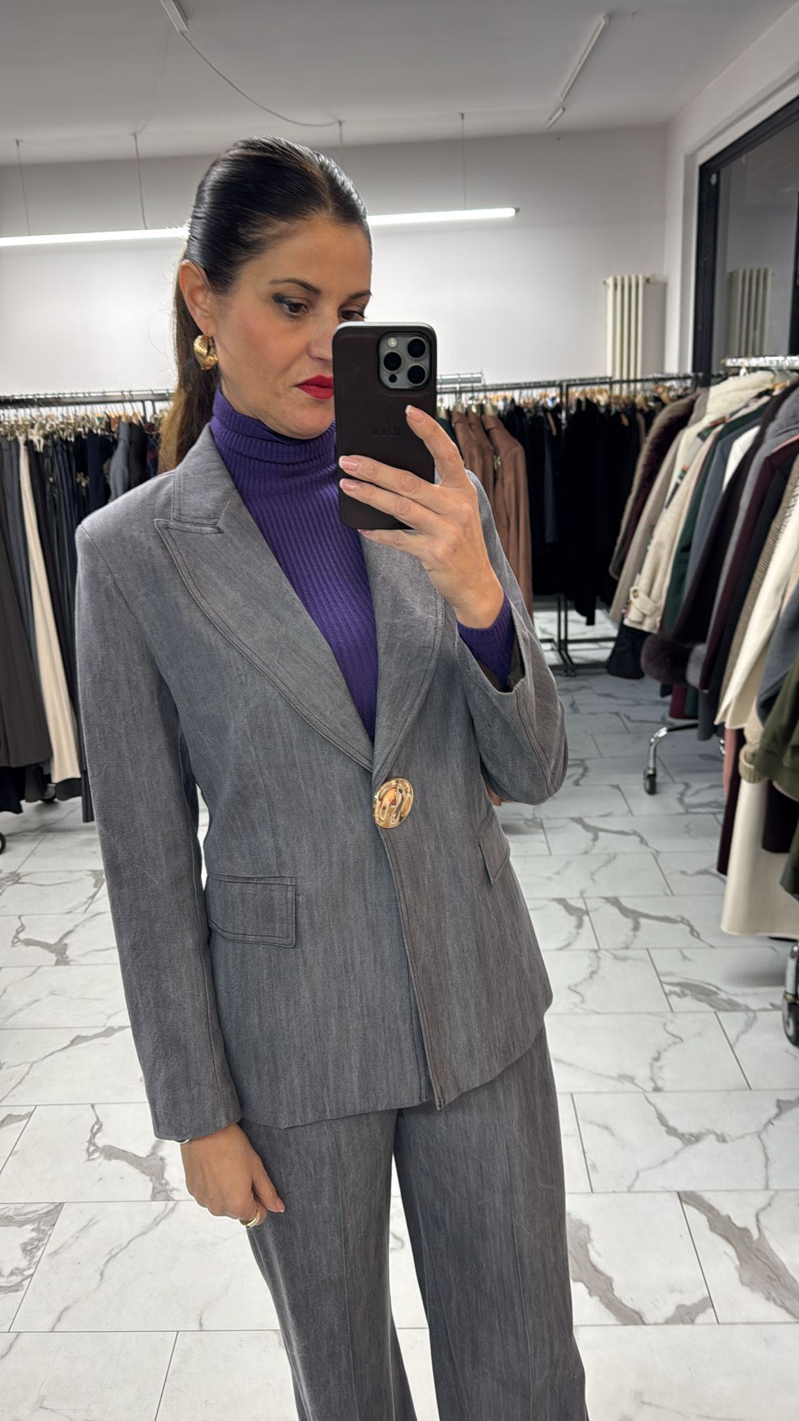 JEANS PALAZZO ELASTICO GRIGIO