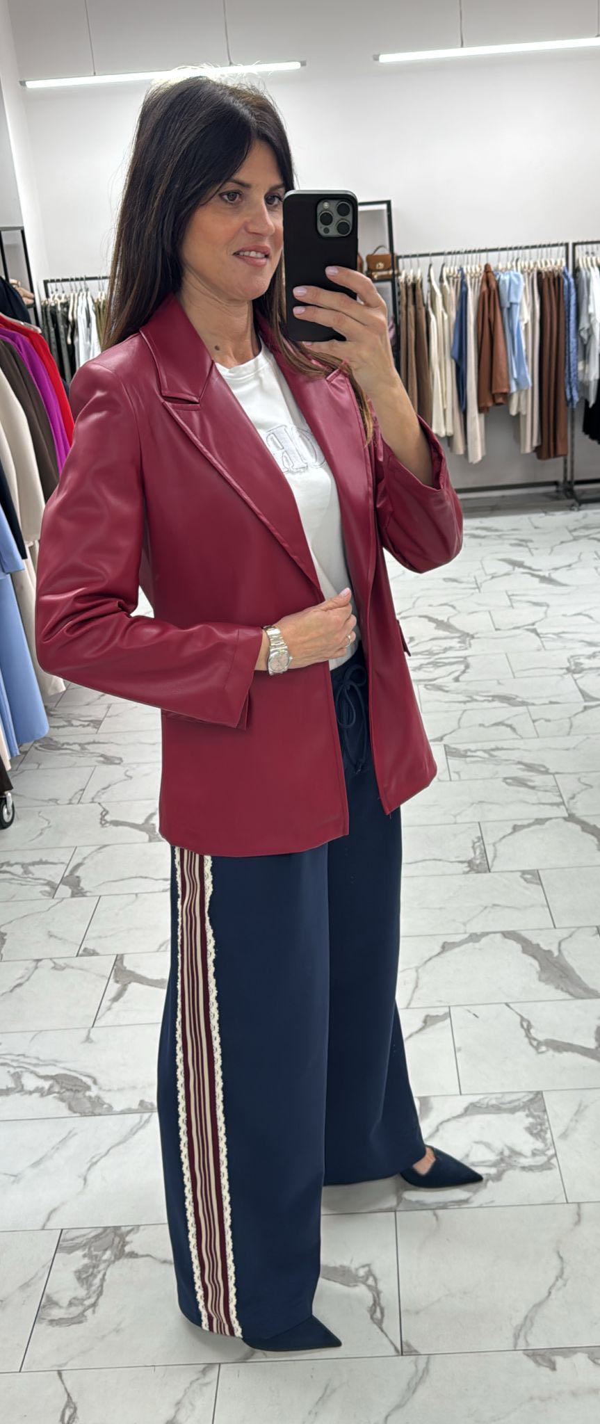 GIACCA ECOPELLE MONOPETTO ROSSA