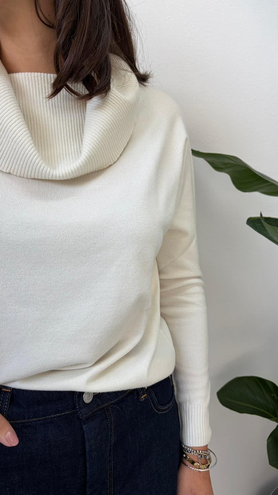 MAGLIA COLLO AD ANELLO PANNA