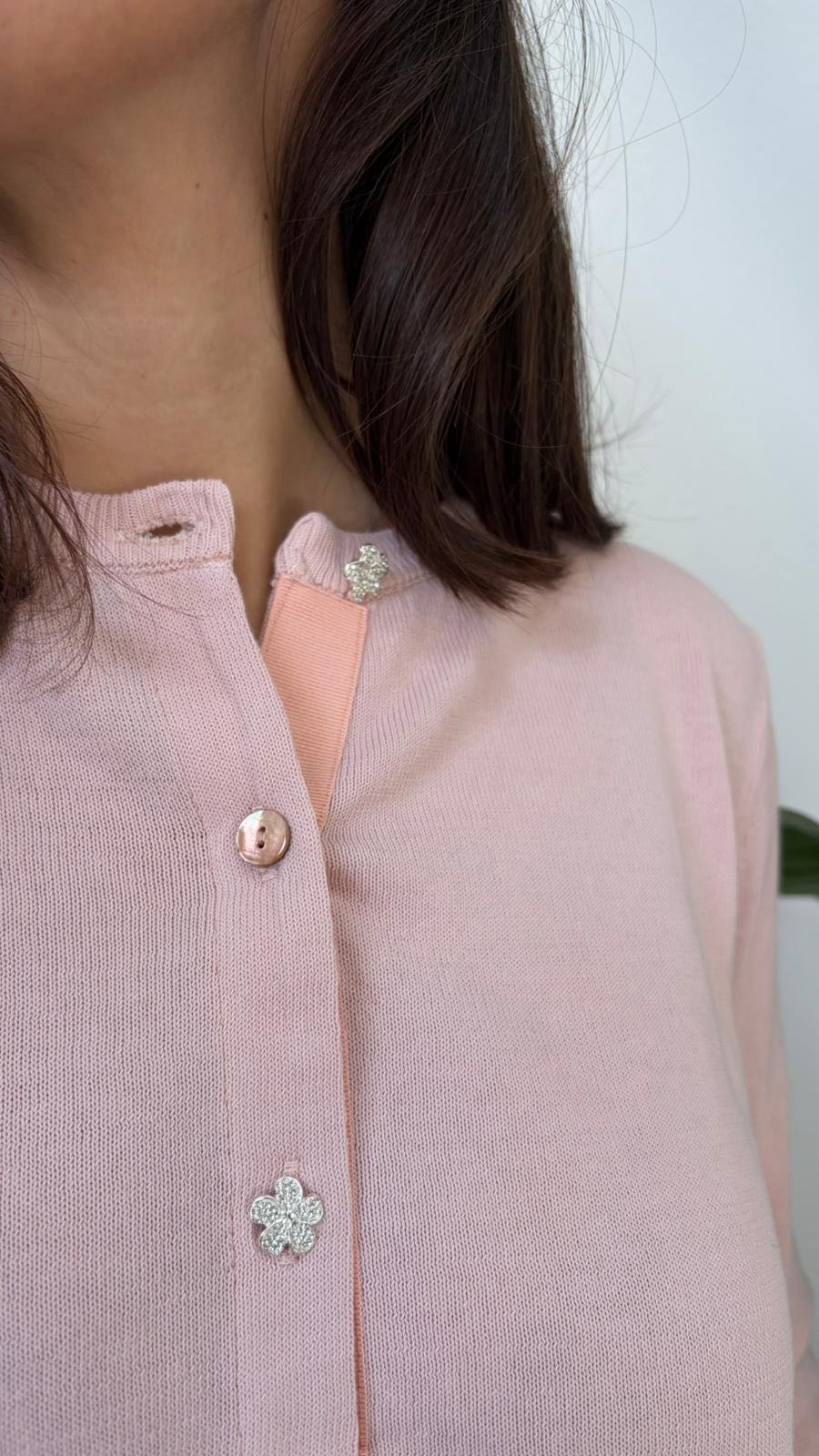 CARDIGAN FIORE CRISTALLO ROSA