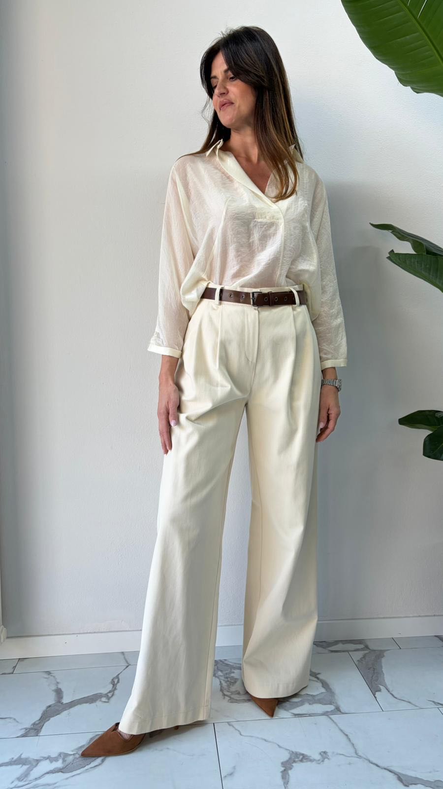 PANTALONE PALAZZO PENCE PANNA