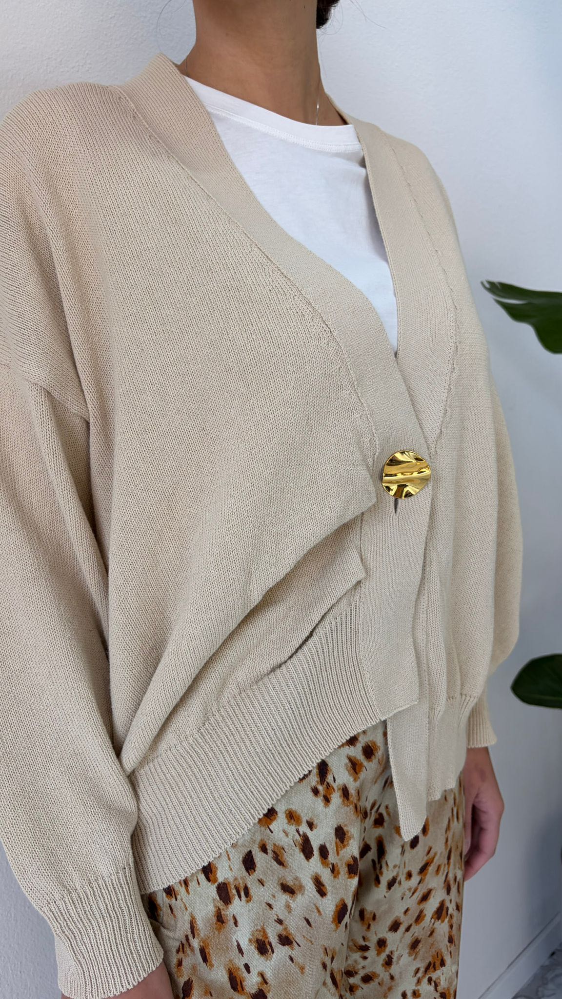 CARDIGAN BOTTONE ORO SABBIA