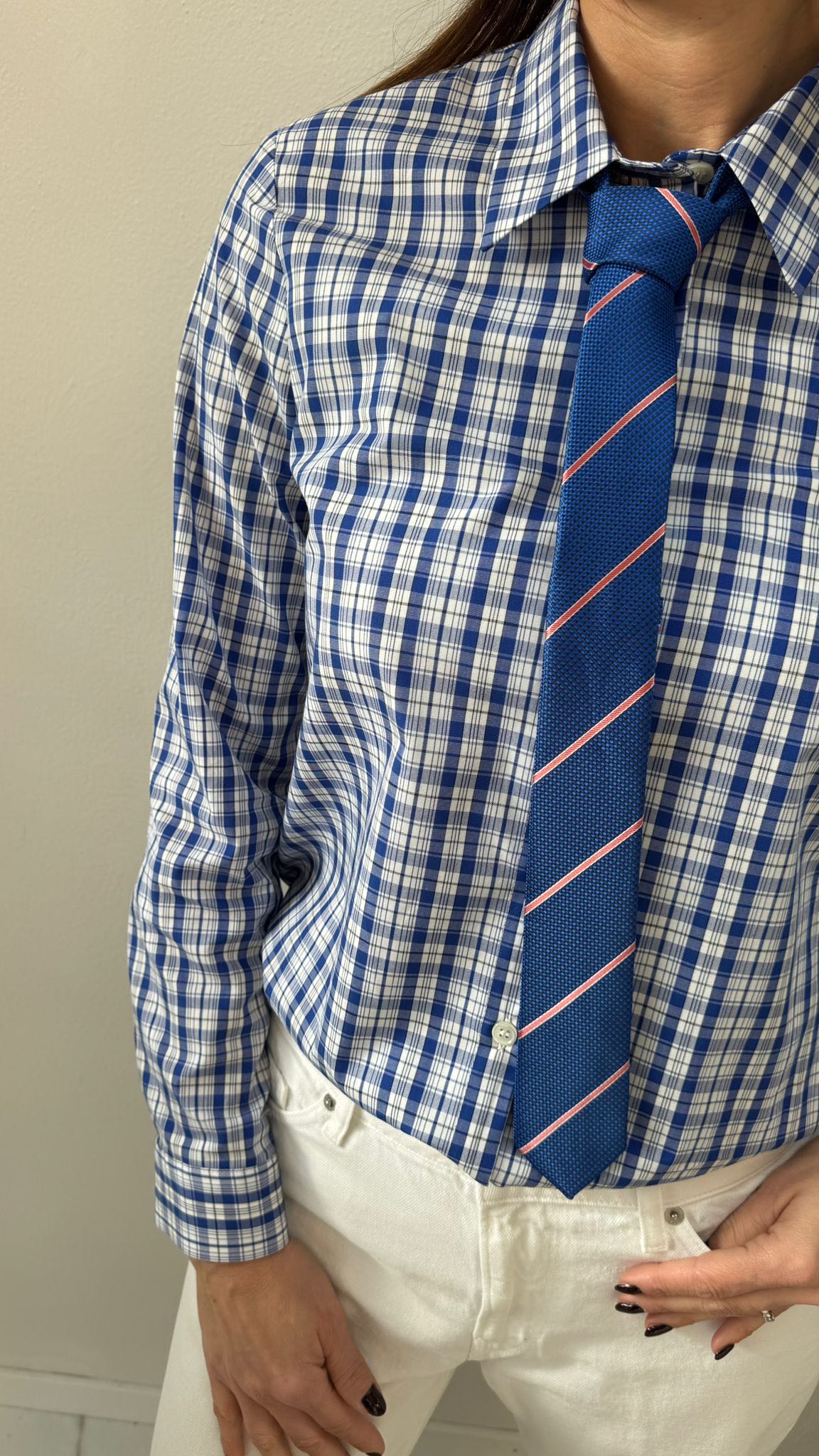CAMICIA CRAVATTA VICHY BLU