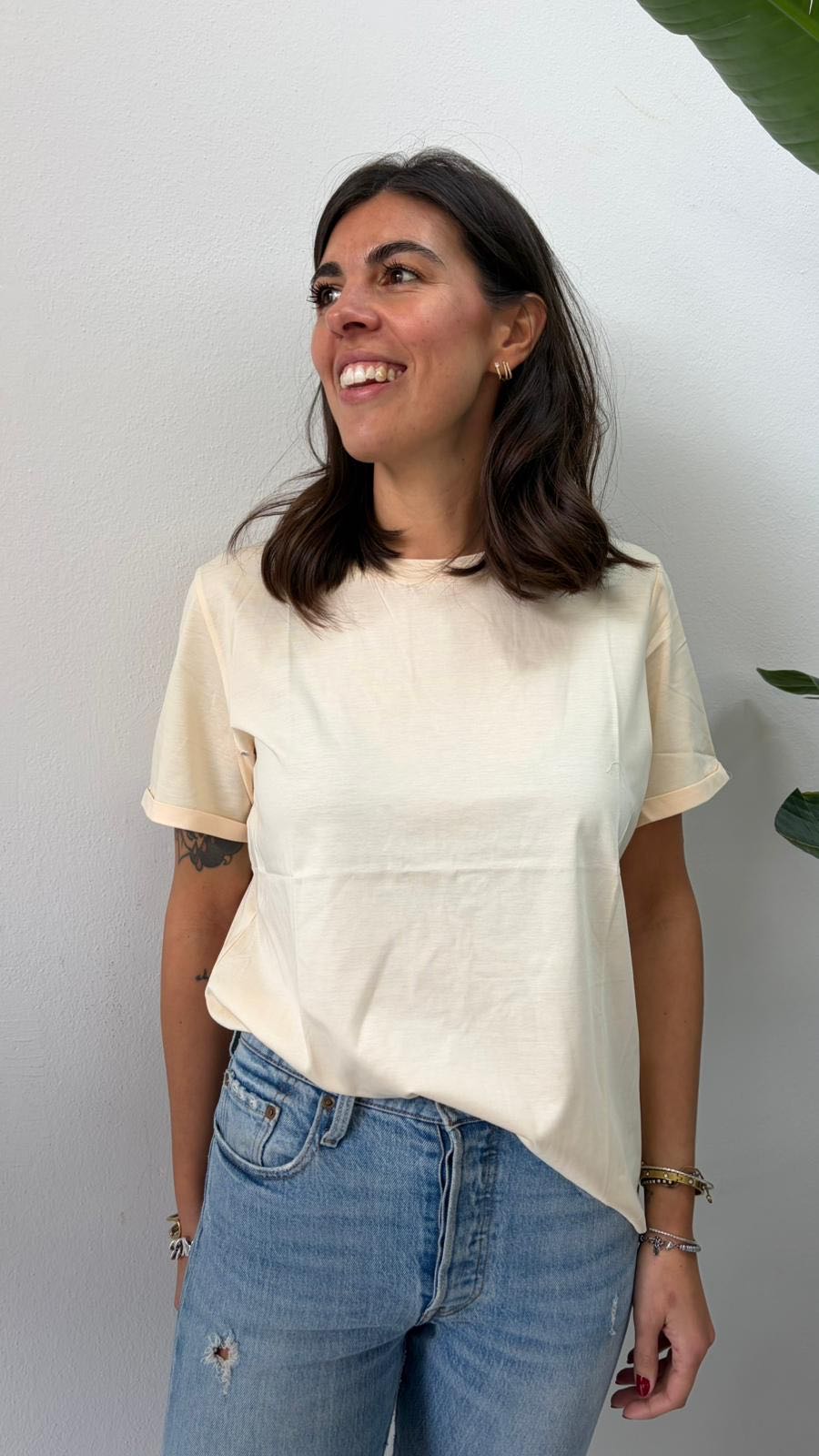 T-SHIRT GIROCOLLO ALBICOCCA