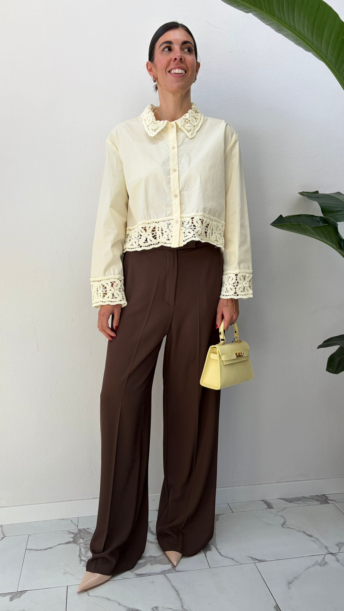 CAMICIA PIZZO SANGALLO GIALLA