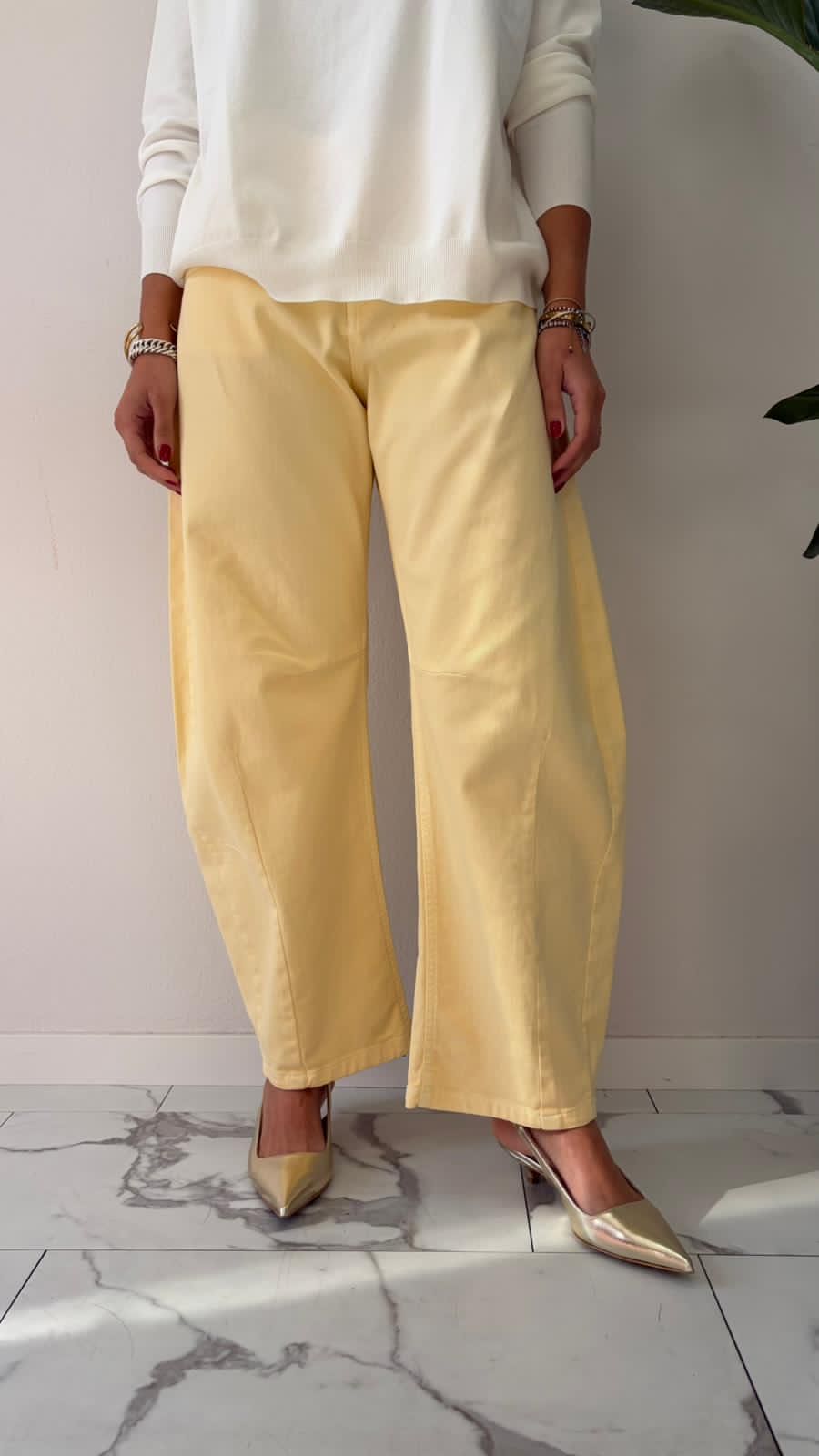 JEANS GLORIA BARREL GIALLINO