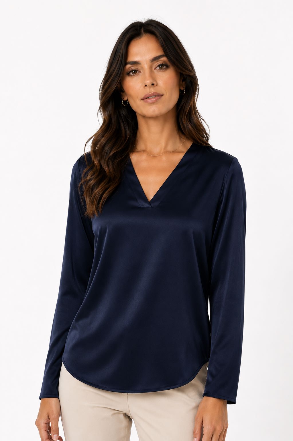 BLUSA MANICA LUNGA SCOLLO V BLU