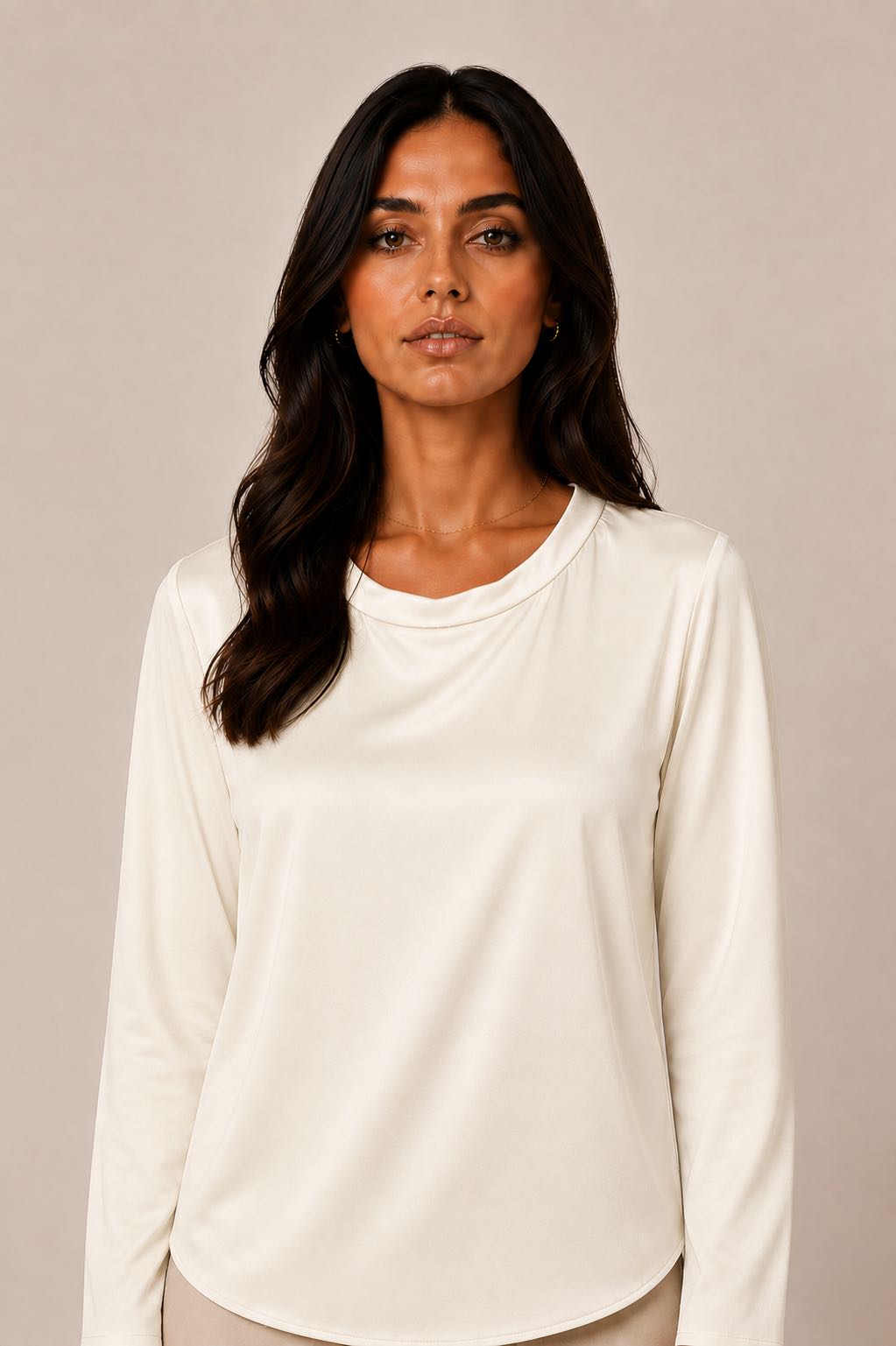 BLUSA MANICA LUNGA GIROCOLLO PANNA