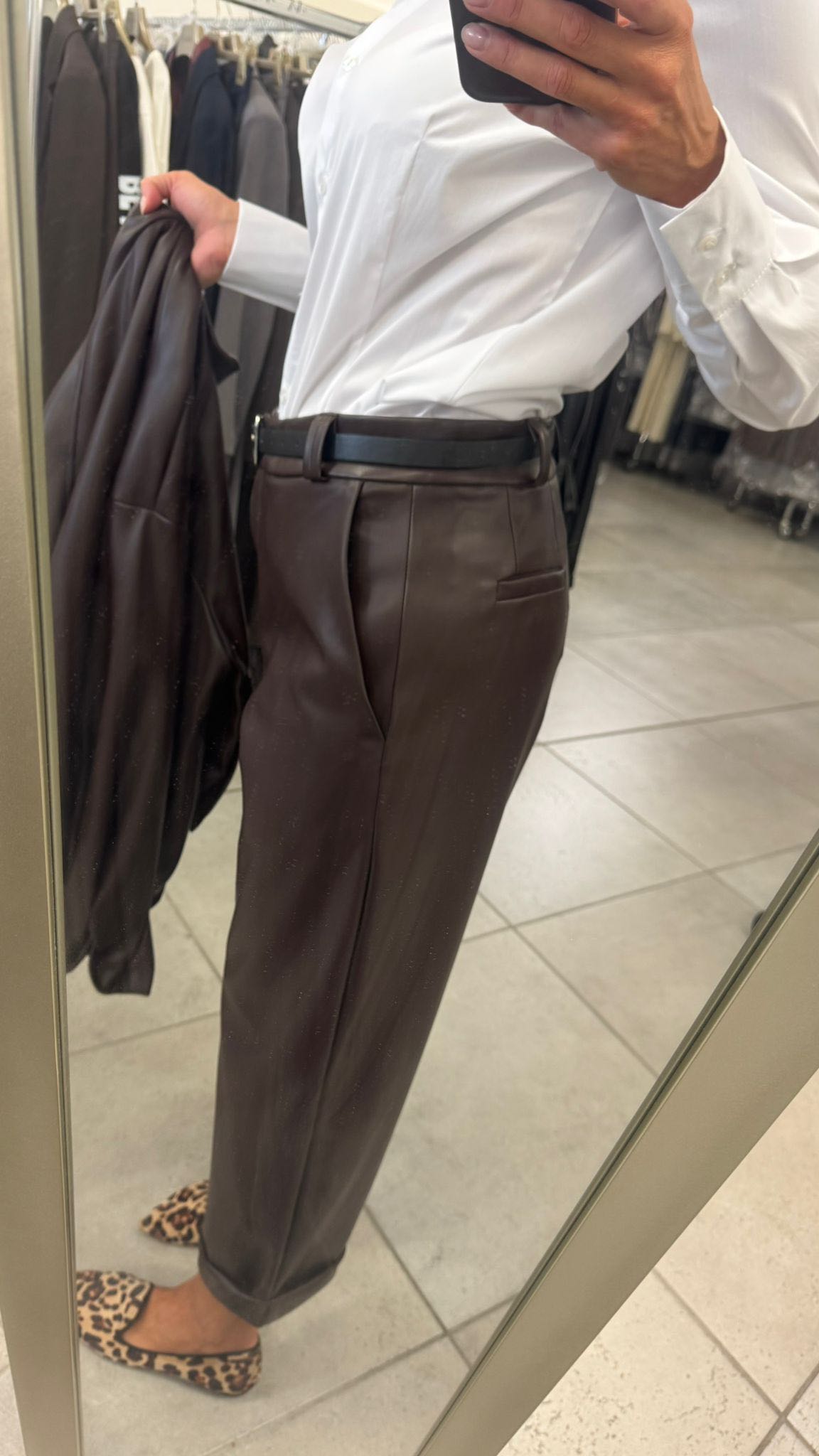 PANTALONE ECOPELLE MORO