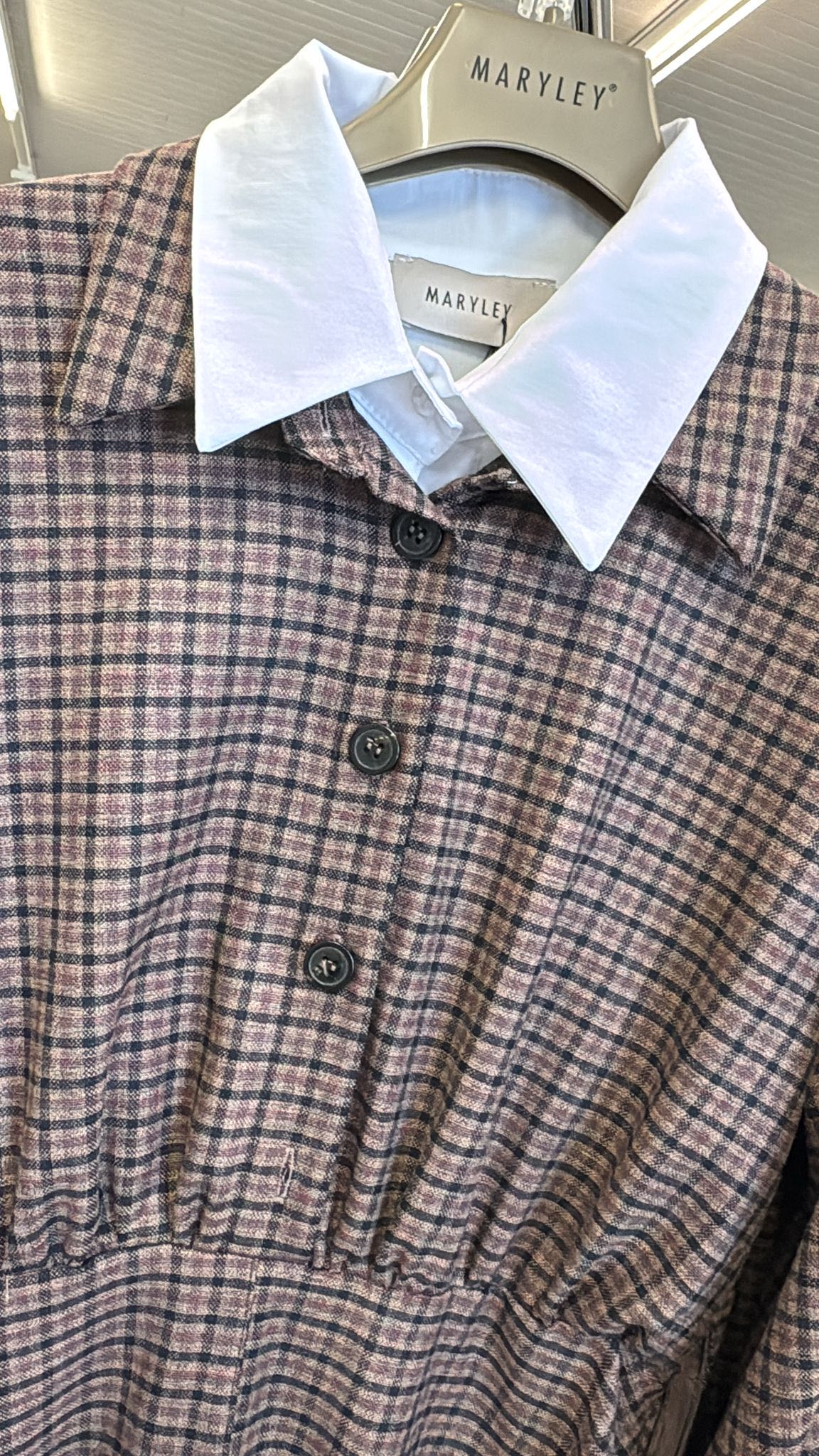 ABITO LUNGO CHECK BORDEAUX NERO