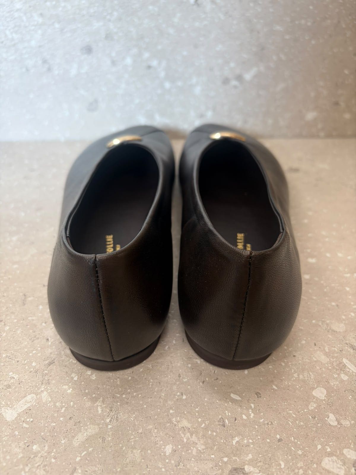 BALLERINA PLACCA ORO PELLE CIOCCOLATO
