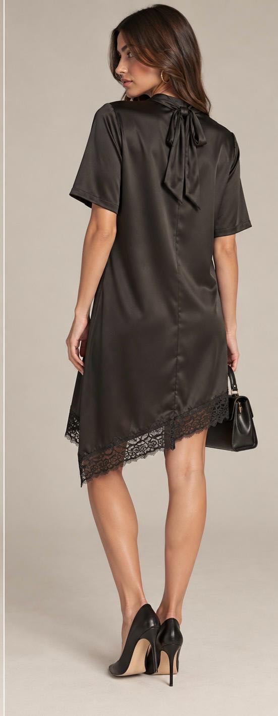 ABITO ASIMMETRICO PIZZO NERO