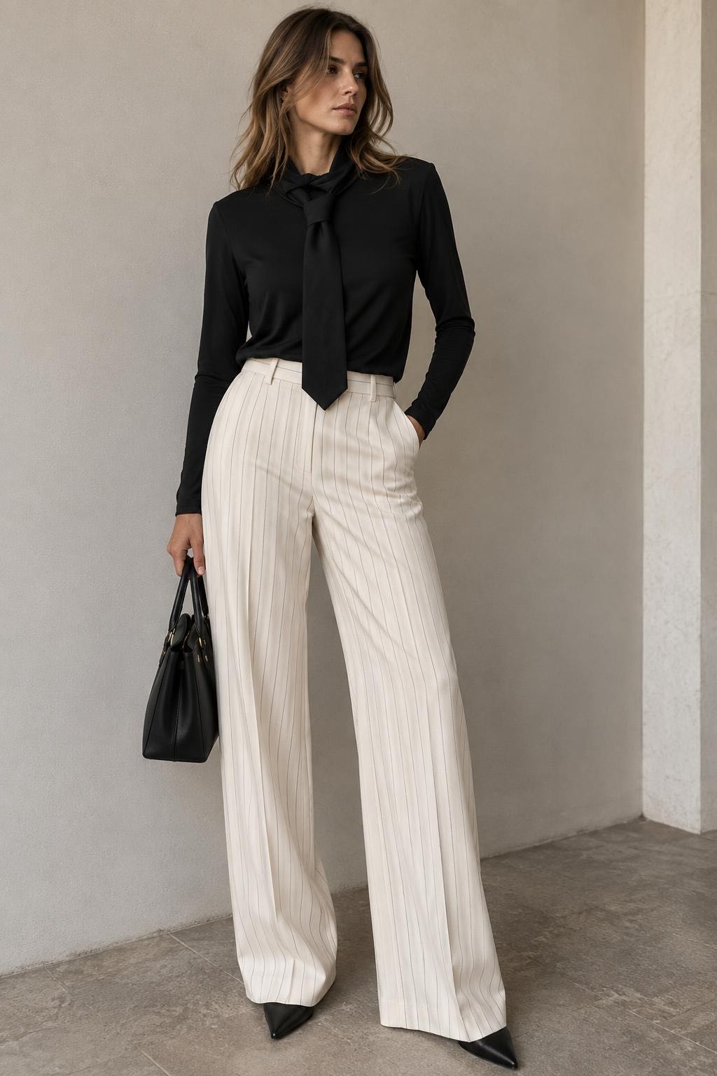 MAGLIA EFFETTO CAMICIA NERA CON CRAVATTA