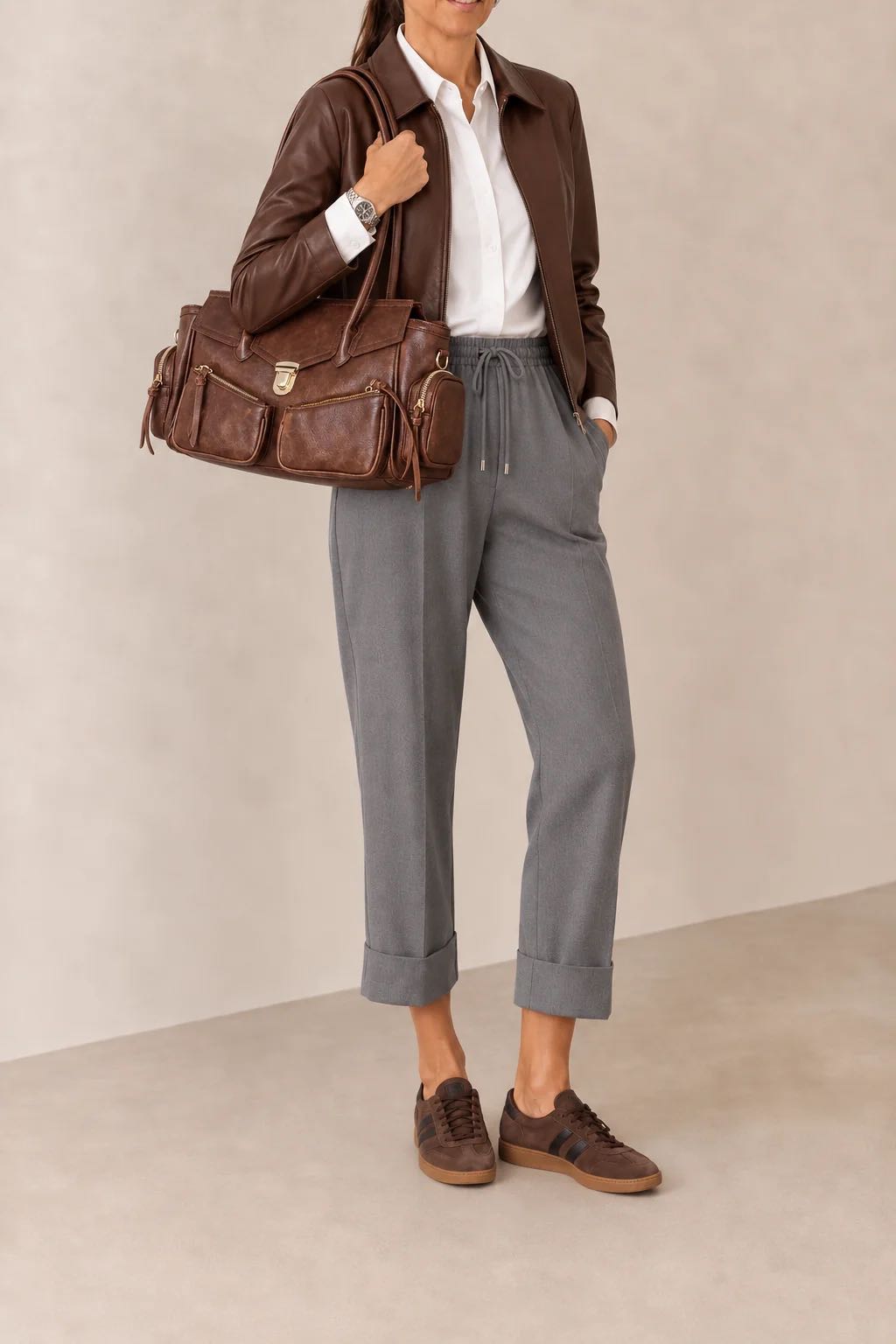 BORSA MULTI POCKET CUOIO