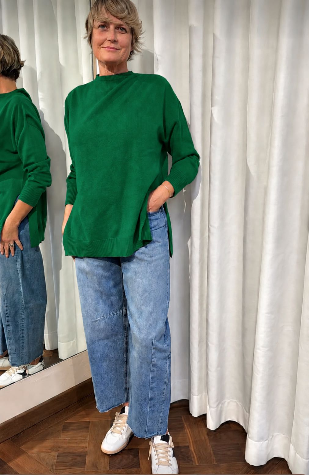 MAGLIONE OVER SPACCHI LATERALI VERDE