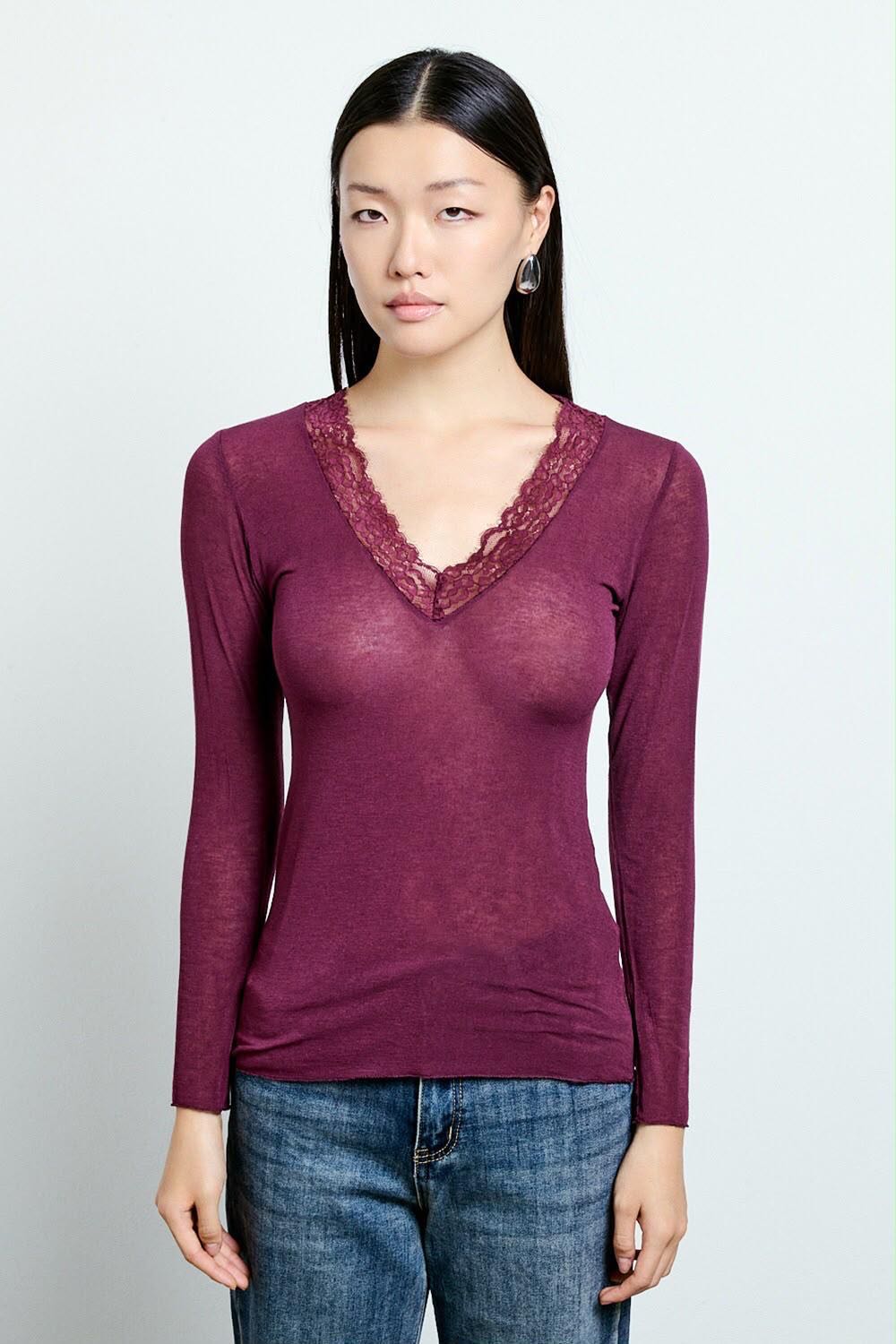 MAGLIA CACHEMIRE PIZZO BAROLO