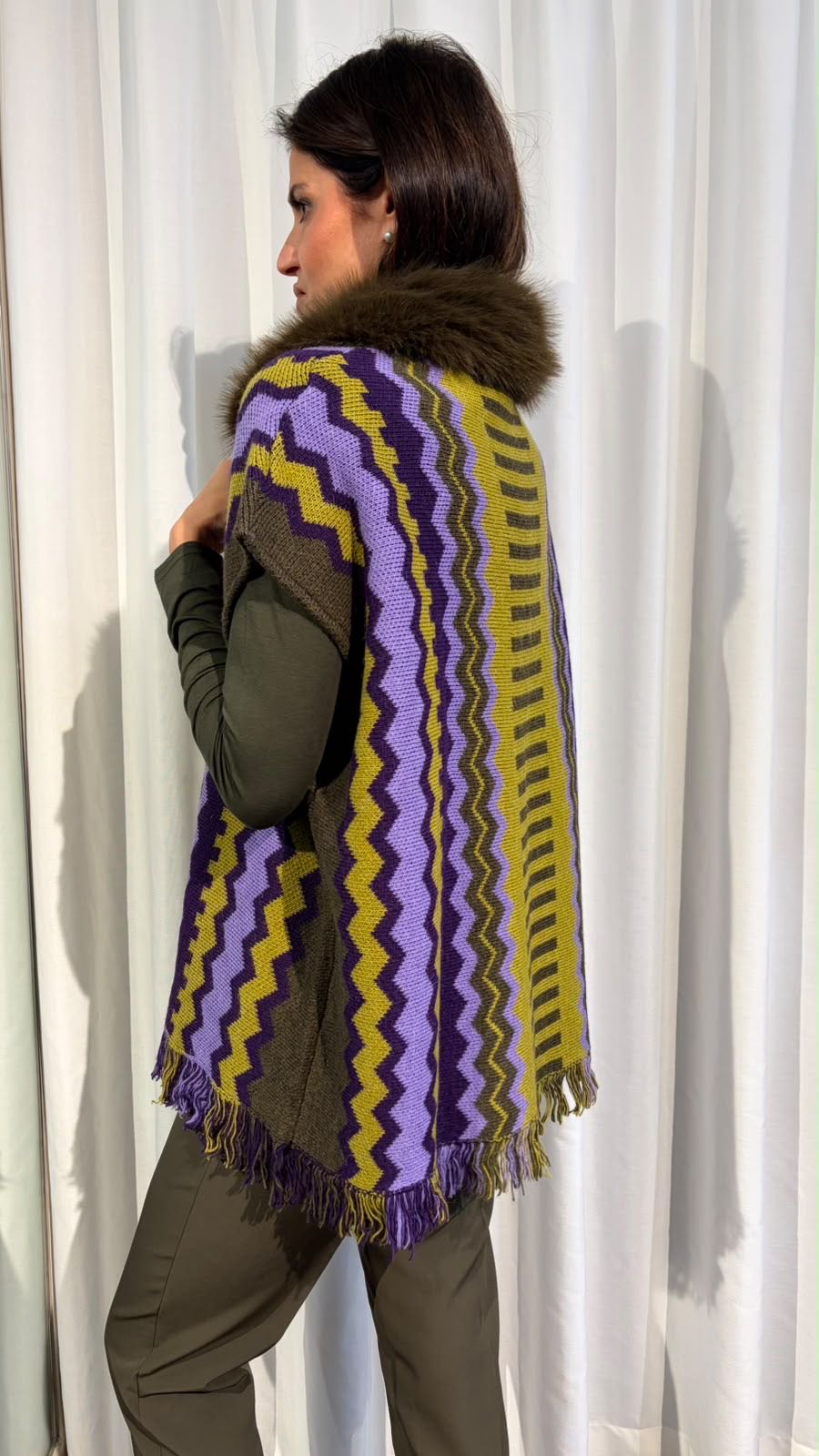 PONCHO LIME LILLA
