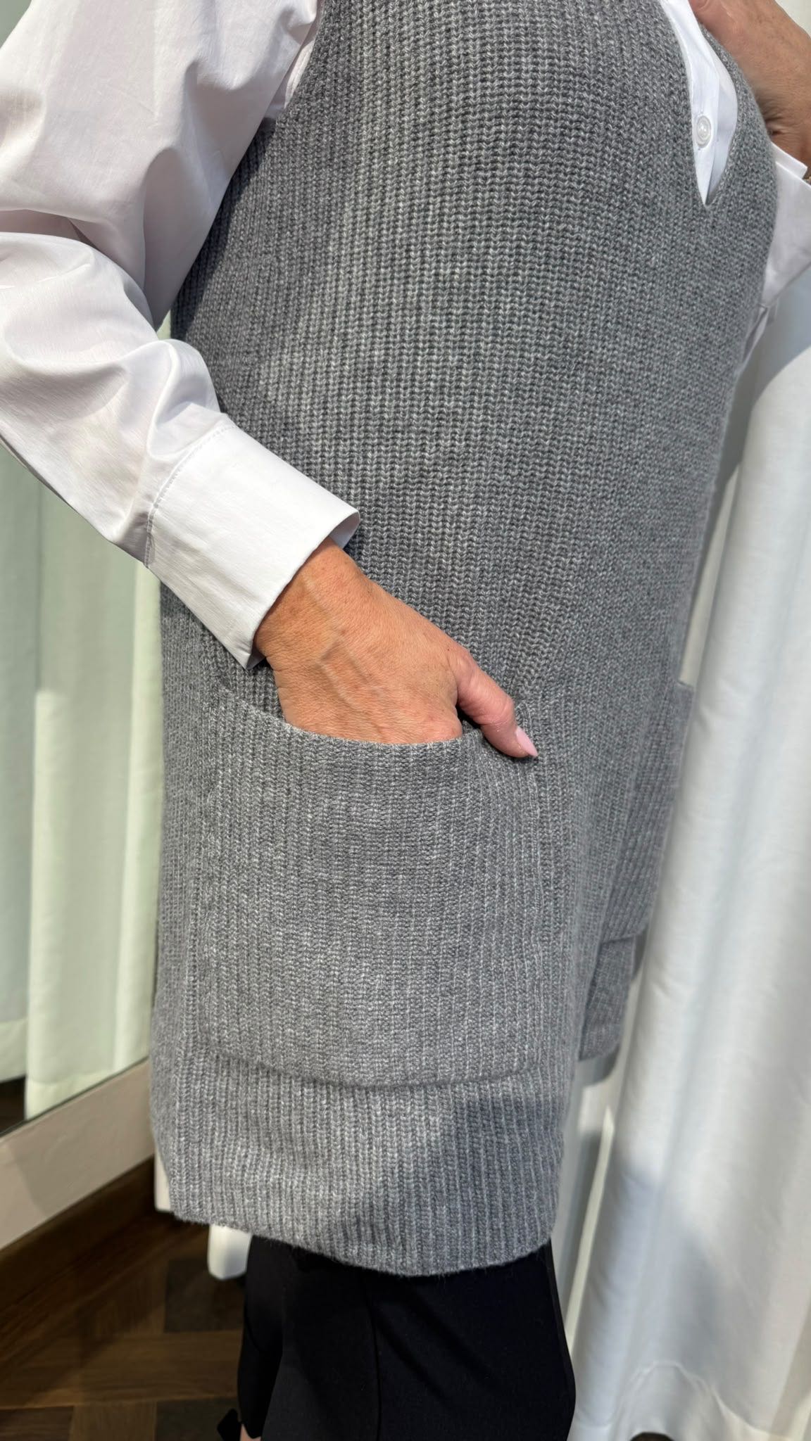 MAXI GILET GRIGIO