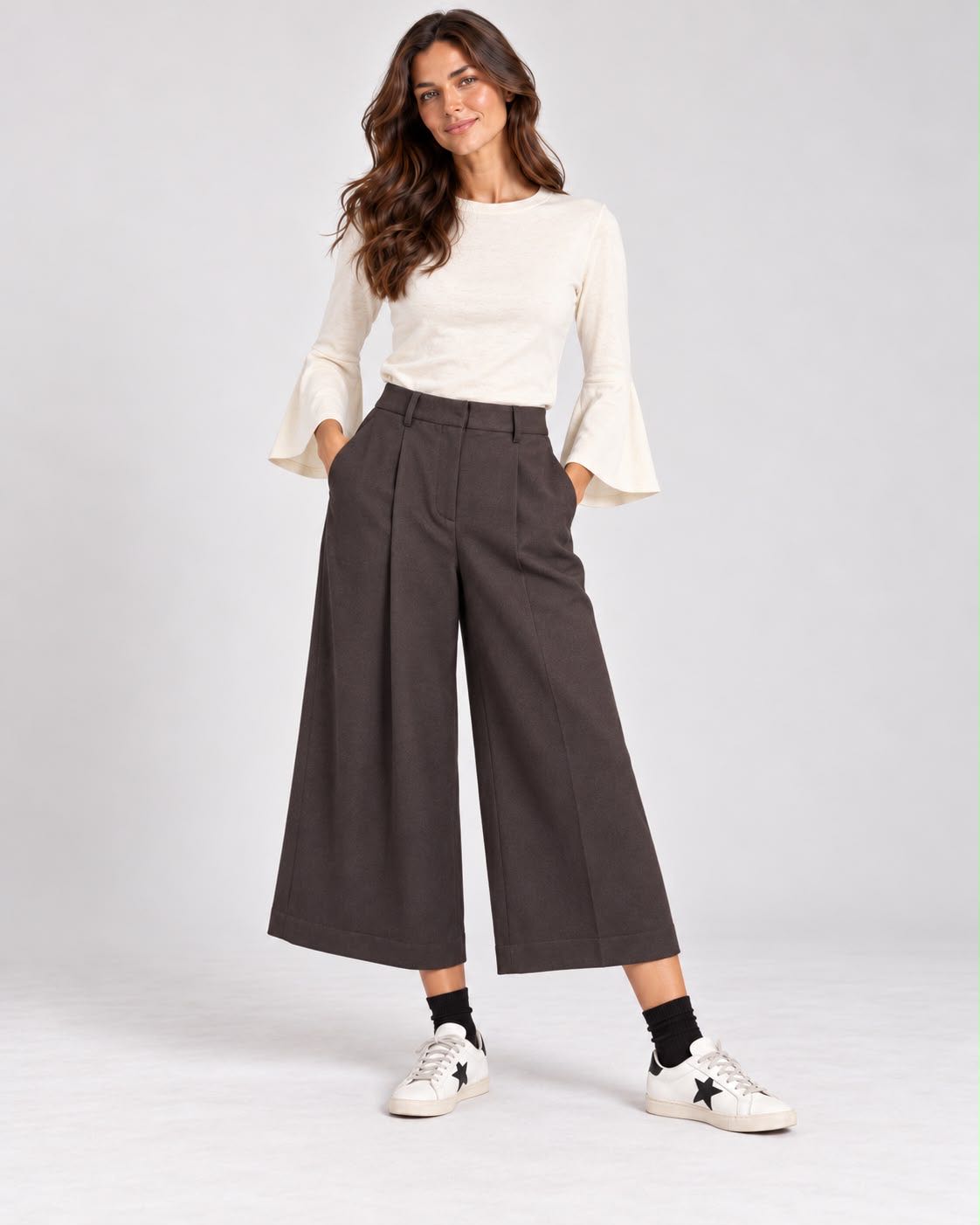 PANTALONE CULOTTE GAMBA LARGA MORO