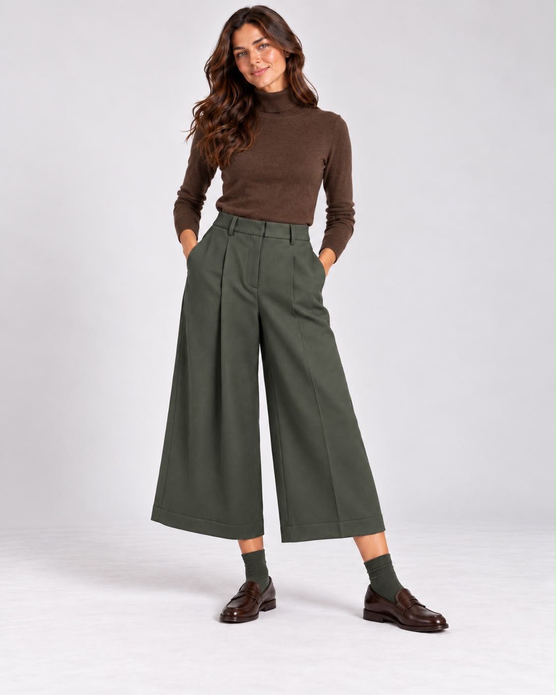 PANTALONE CULOTTE GAMBA LARGA VERDE