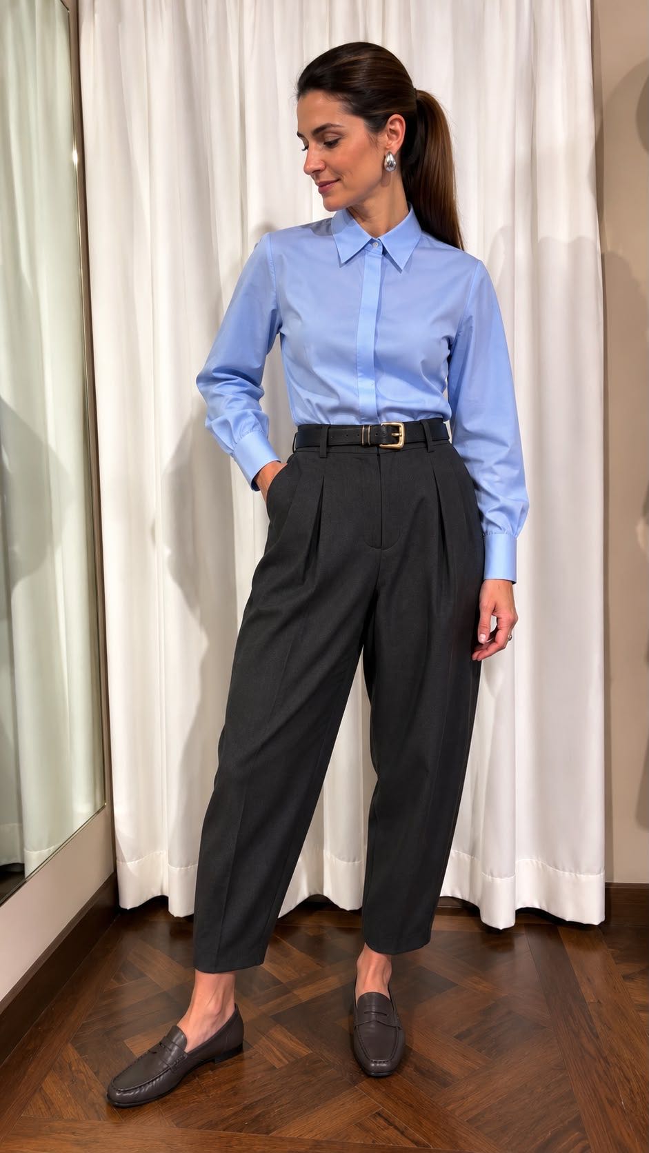 PANTALONE CARROT CINTURA GRIGIO