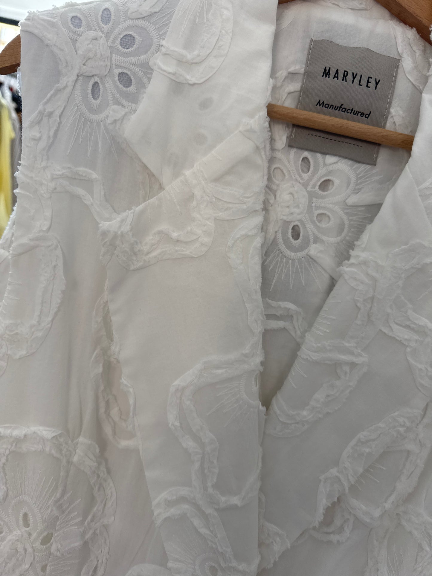 MARYLEY GILET BIANCO COTONE LAVORATO