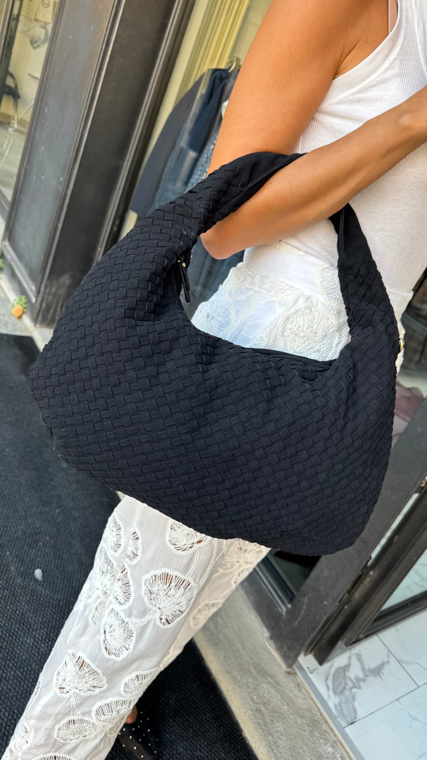 BORSA BAGUETTE INTRECCI cuoio/nera/grigia/blu
