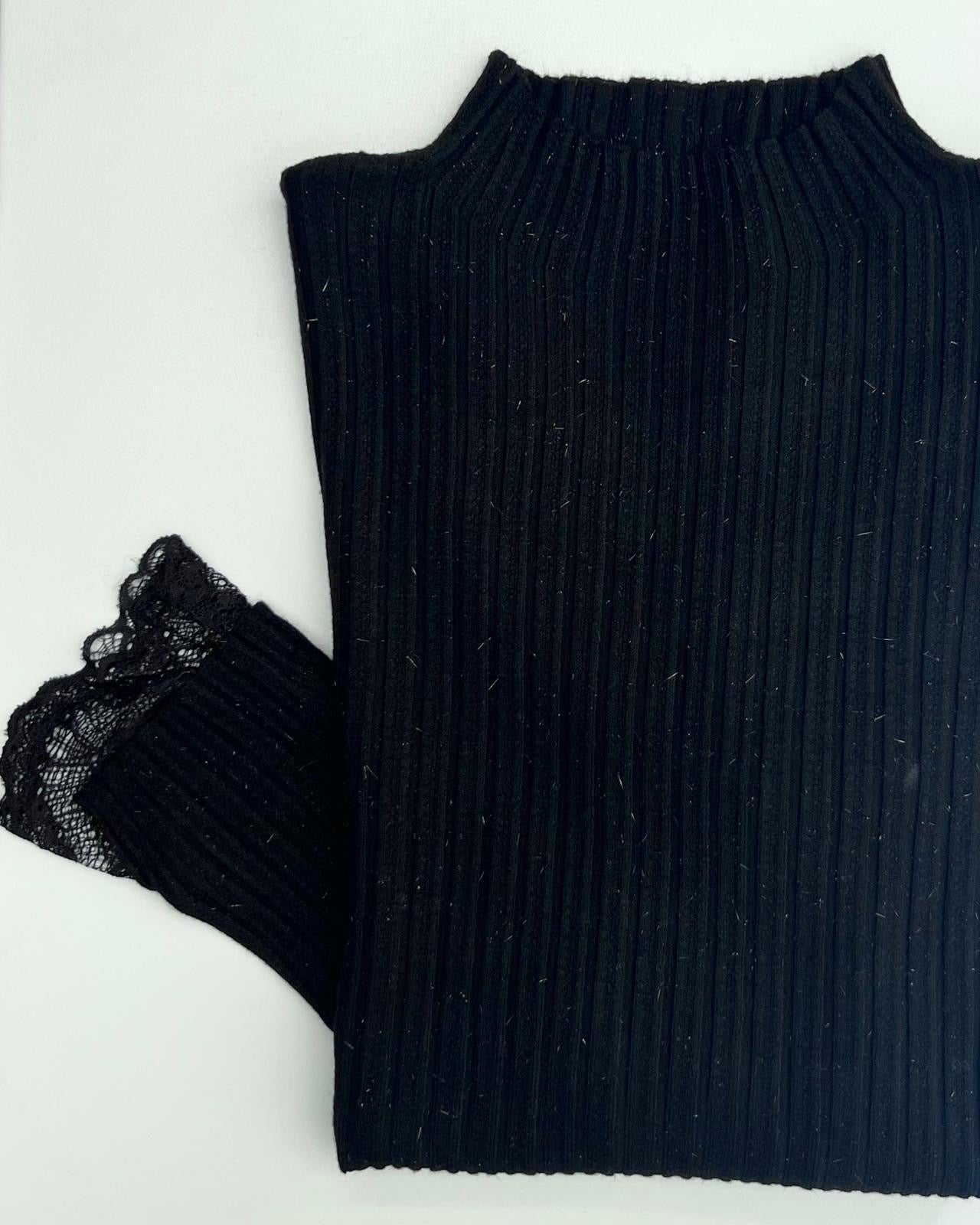 MAGLIA A COSTINE PIZZO panna/blu/cioccolato/nera/grigia