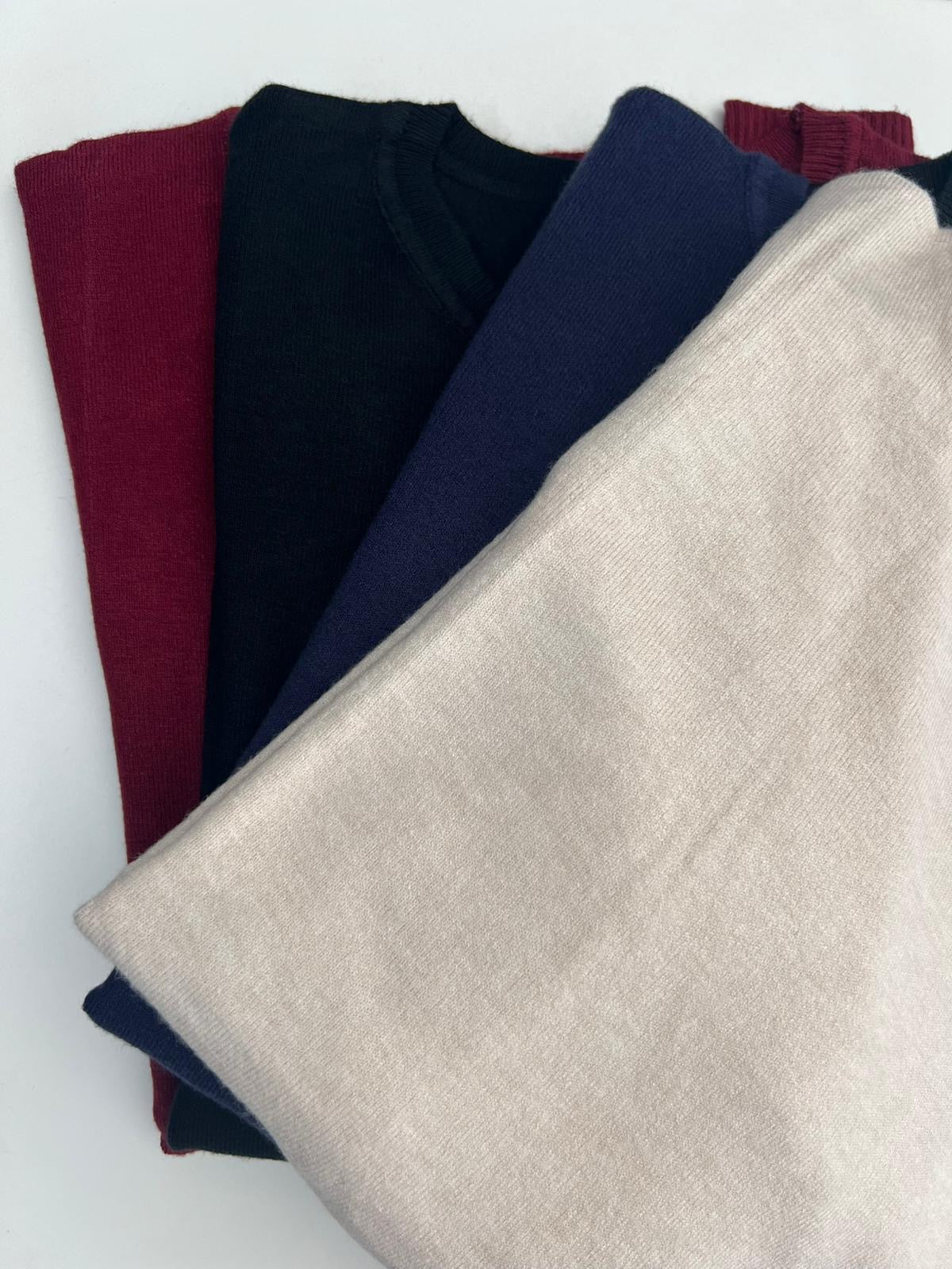 MAGLIONCINO GIROCOLLO BASIC nero/bordeaux/blu/sabbia